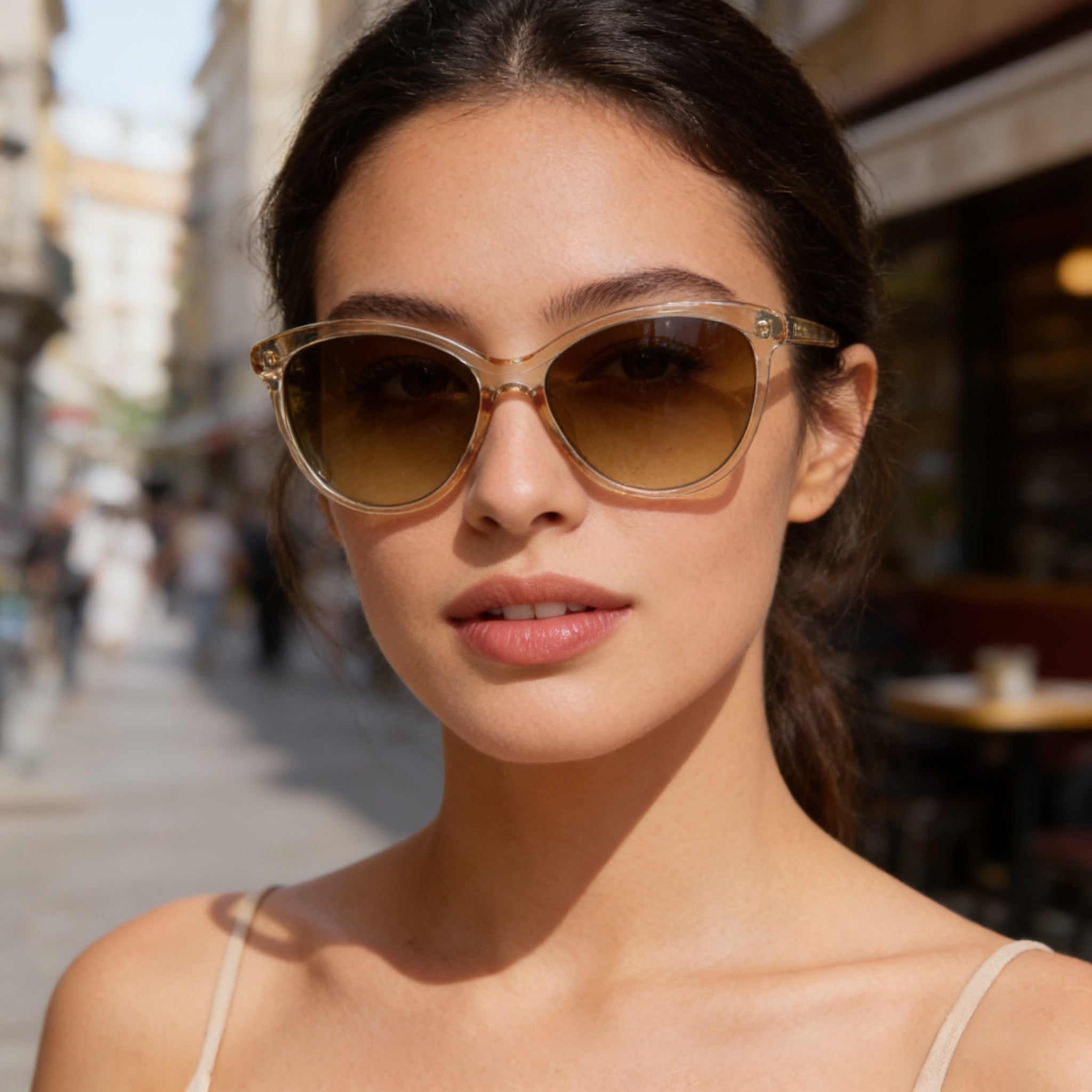 Gafas de sol Calvin Klein Ck19536s Cat Eye Crystal Beige de plástico sin polarizar con protección UV de 55 mm para mujer, Photo 4