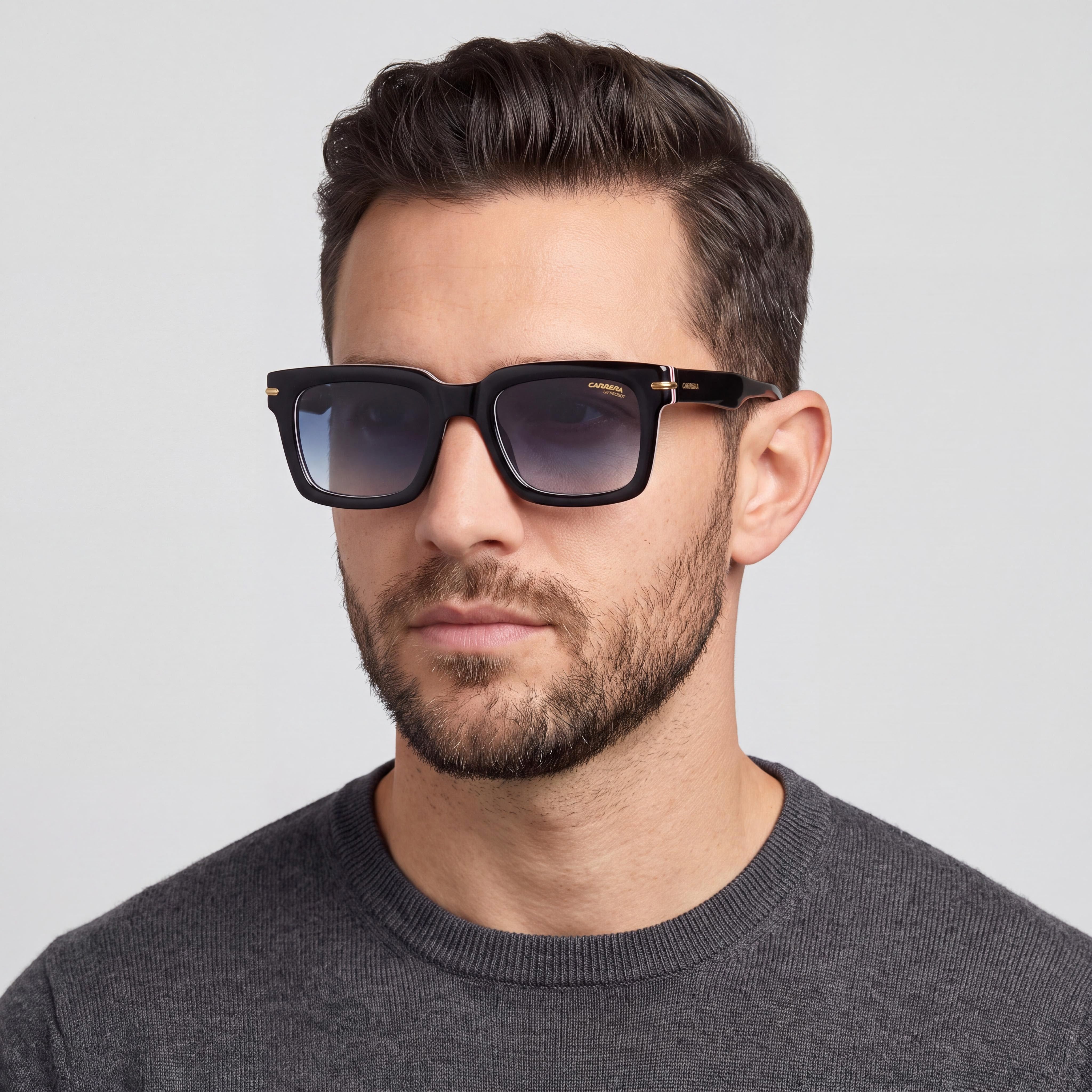 Carrera Men's CARRERA 316/S Acetate Striped Black Sunglasses with Dark Blue Shaded Non-Polarized UV Lenses 52mm, Photo 4
