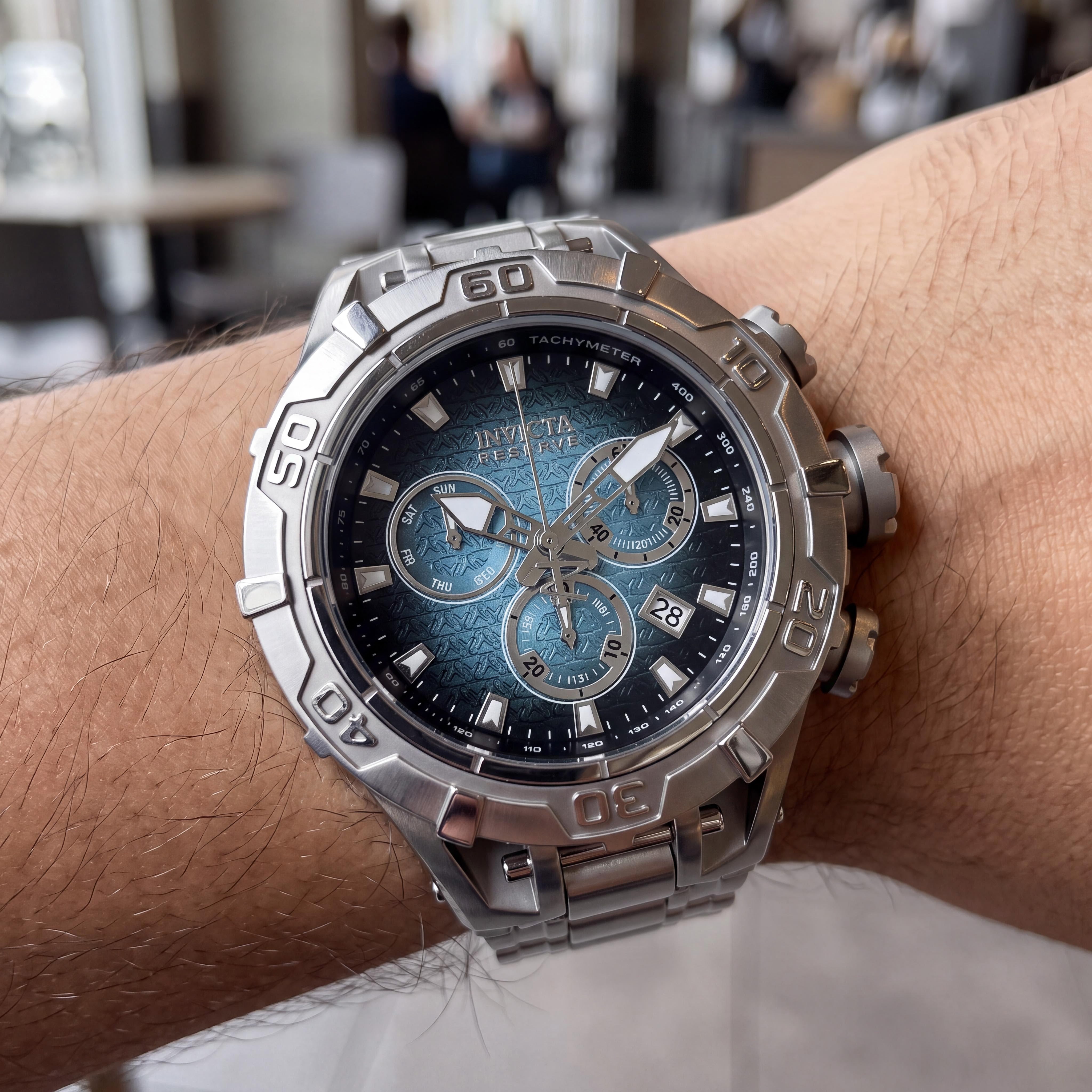 Invicta Reserve Ocean Warrior 47850 Unisex 54mm Silver Stainless Steel Blue Dial Chronograph Watch, Photo 4