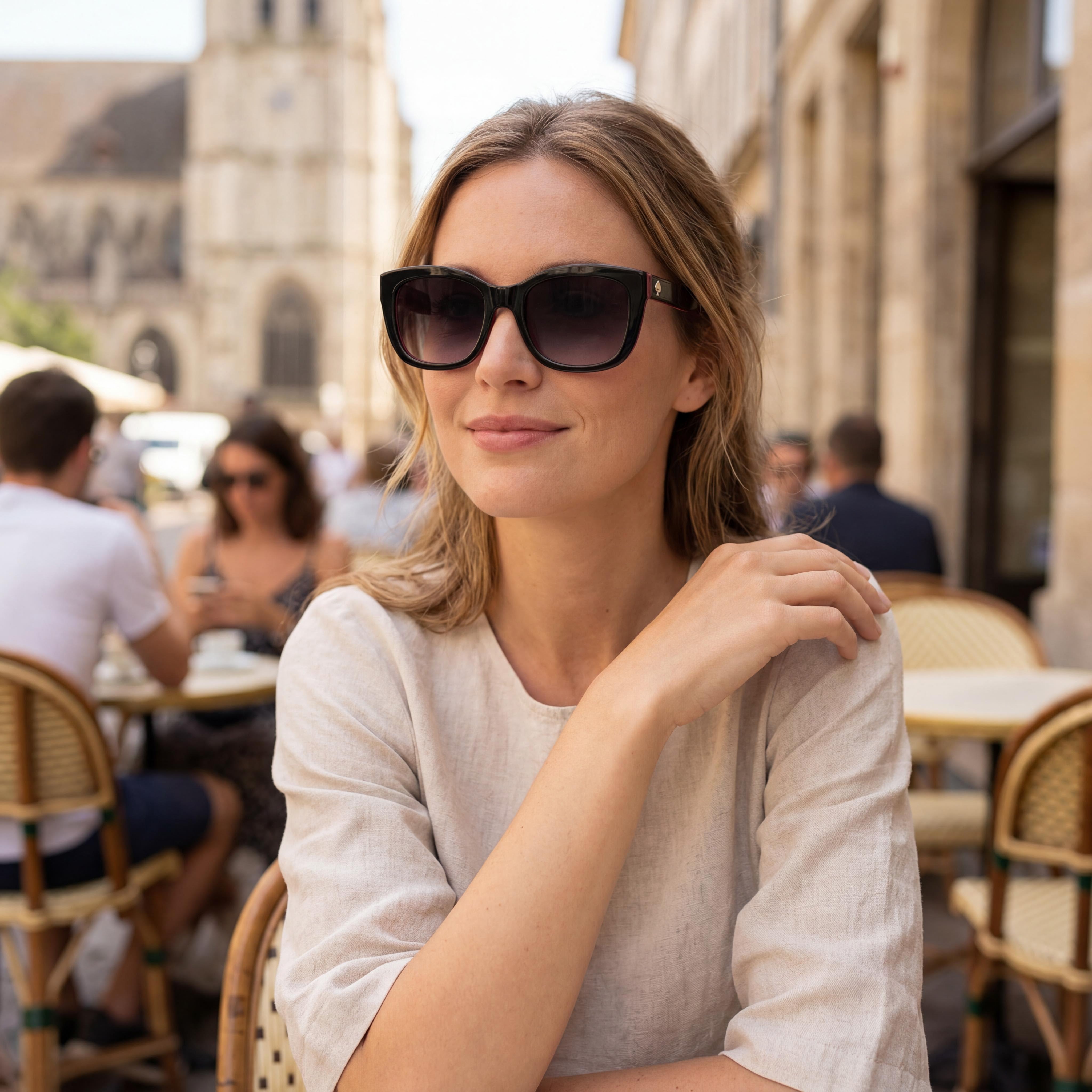 kate spade new york Tammy/S Women's Black Pink Plastic Rectangular Grey Shaded Polarized UV Protection Sunglasses 53mm, Photo 6