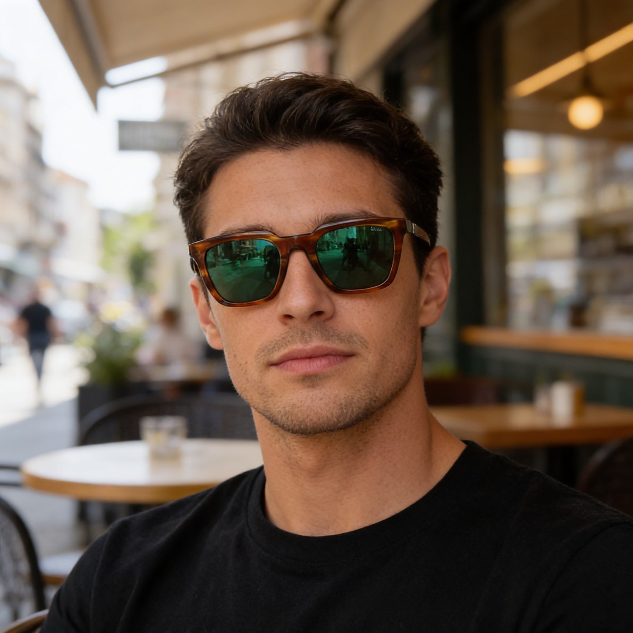 Guess Gu00279 Gafas de sol de hombre con montura de plástico de cuerno marrón claro y lentes de policarbonato marrón Protección UV 400 51mm, Photo 6