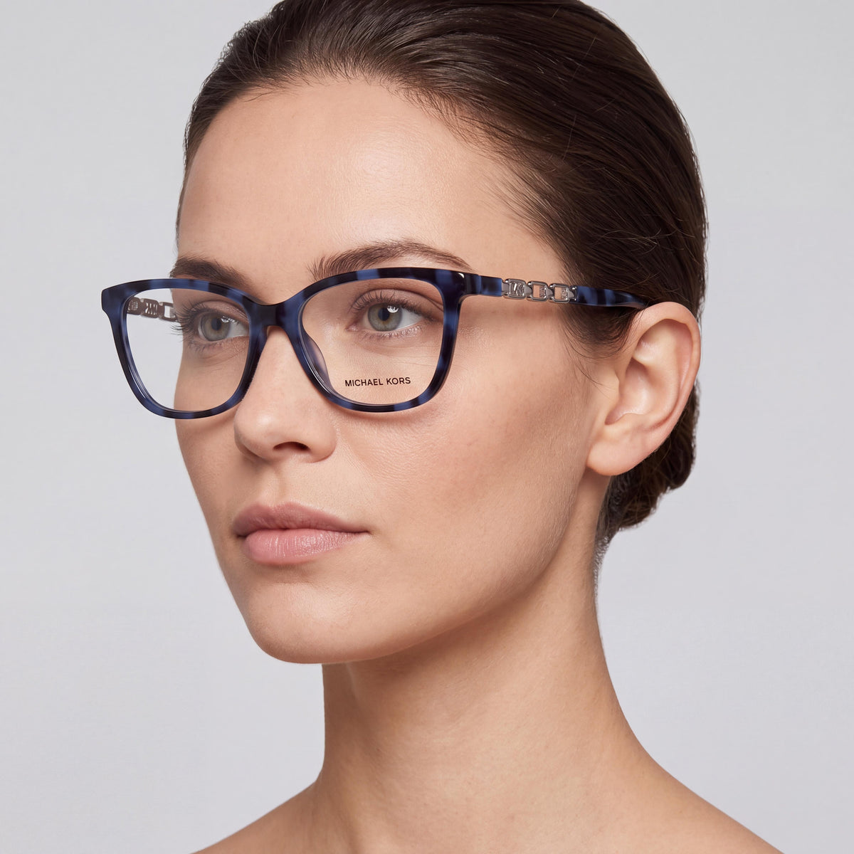 Michael Kors Greve MK4097 Women’s Blue Tortoise Plastic Full Rim Rectangle Prescription-Ready 54mm Eyeglasses, Photo 4
