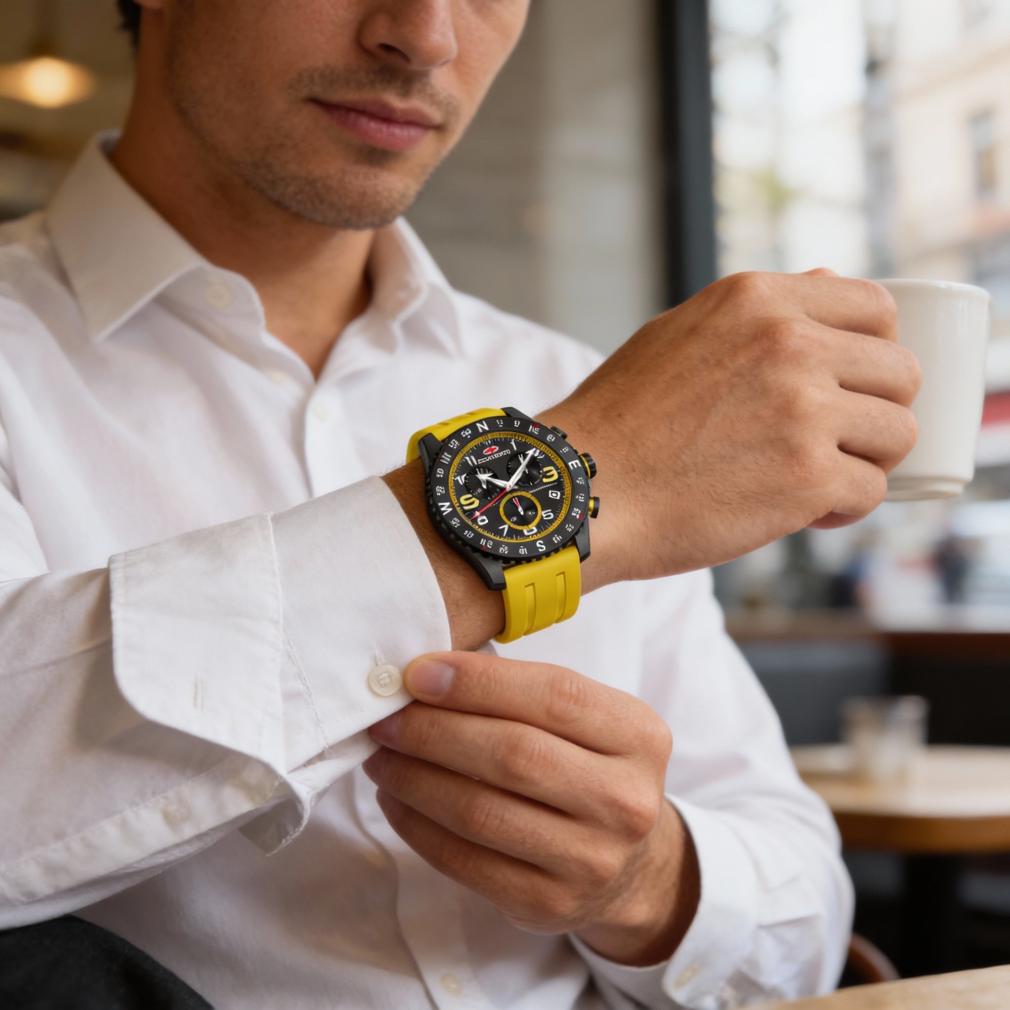 Seapro Men's Black Quartz Chronograph Watch - Stainless Steel Case, Rubber Strap, 10 ATM Water Resistant, Photo 4