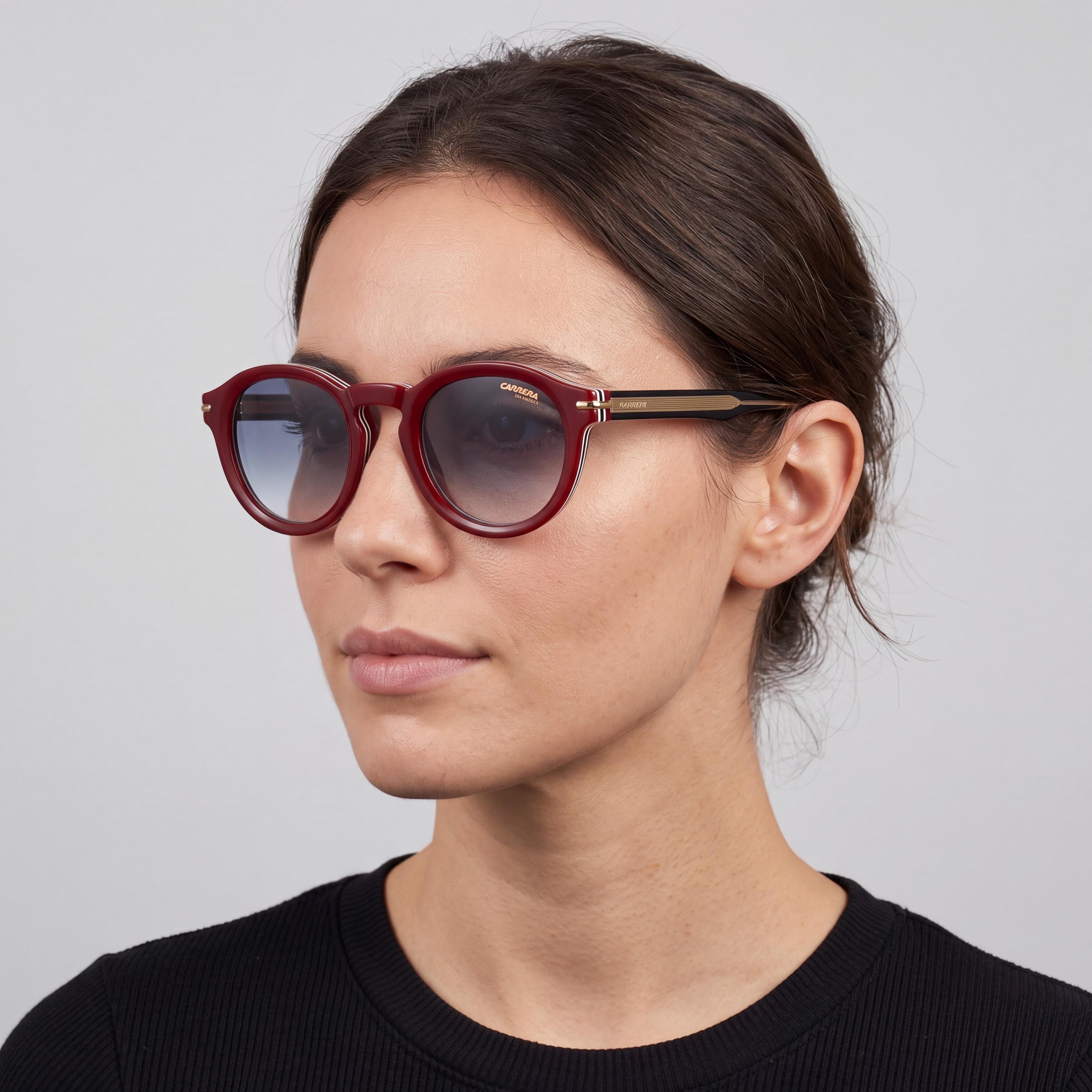 Carrera Modern Women's Striped Burgundy Acetate UV Sunglasses with Polycarbonate Lenses 48mm, Photo 4