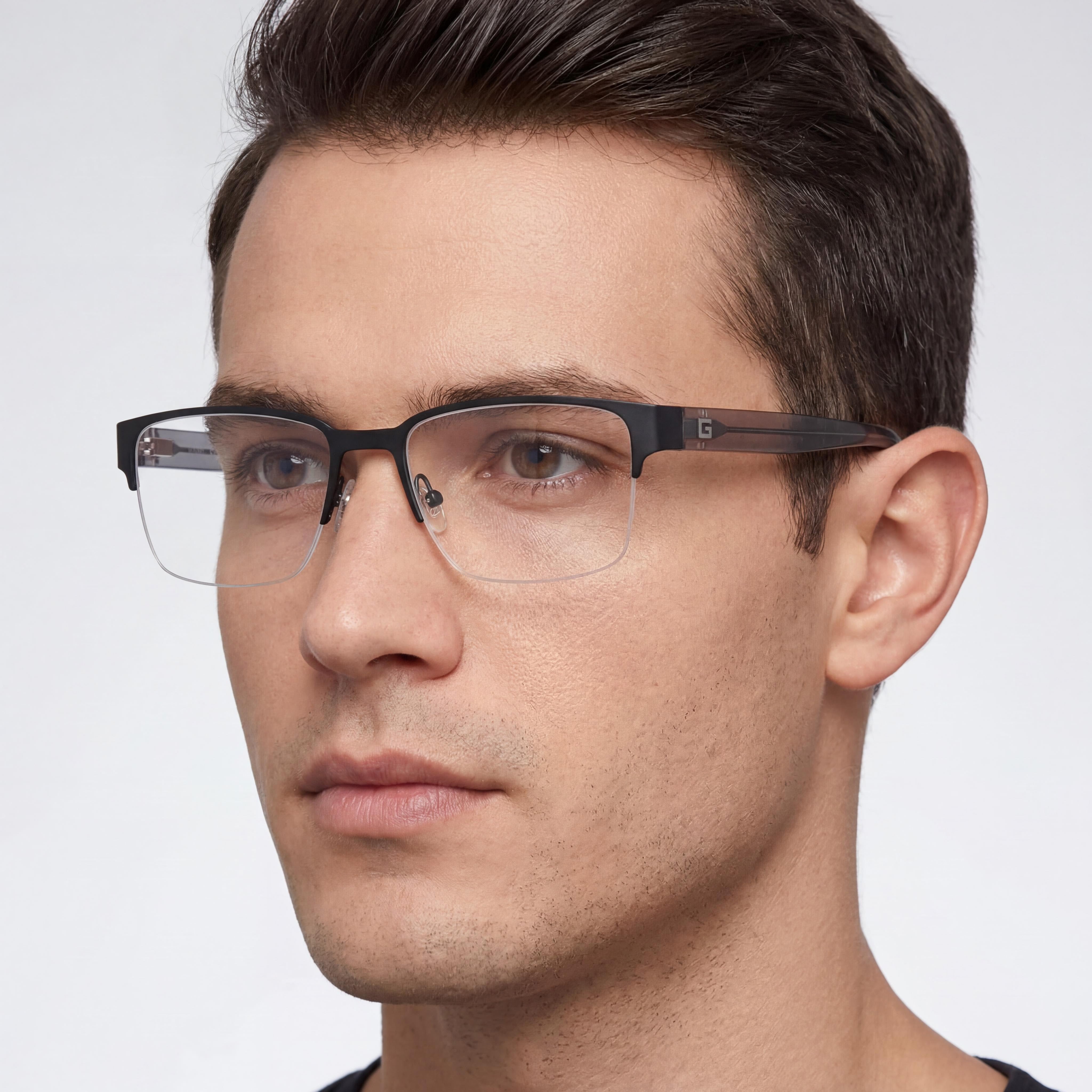 Guess GU50095 Matte Black Rectangle Eyeglasses for Men, 55mm, Photo 3