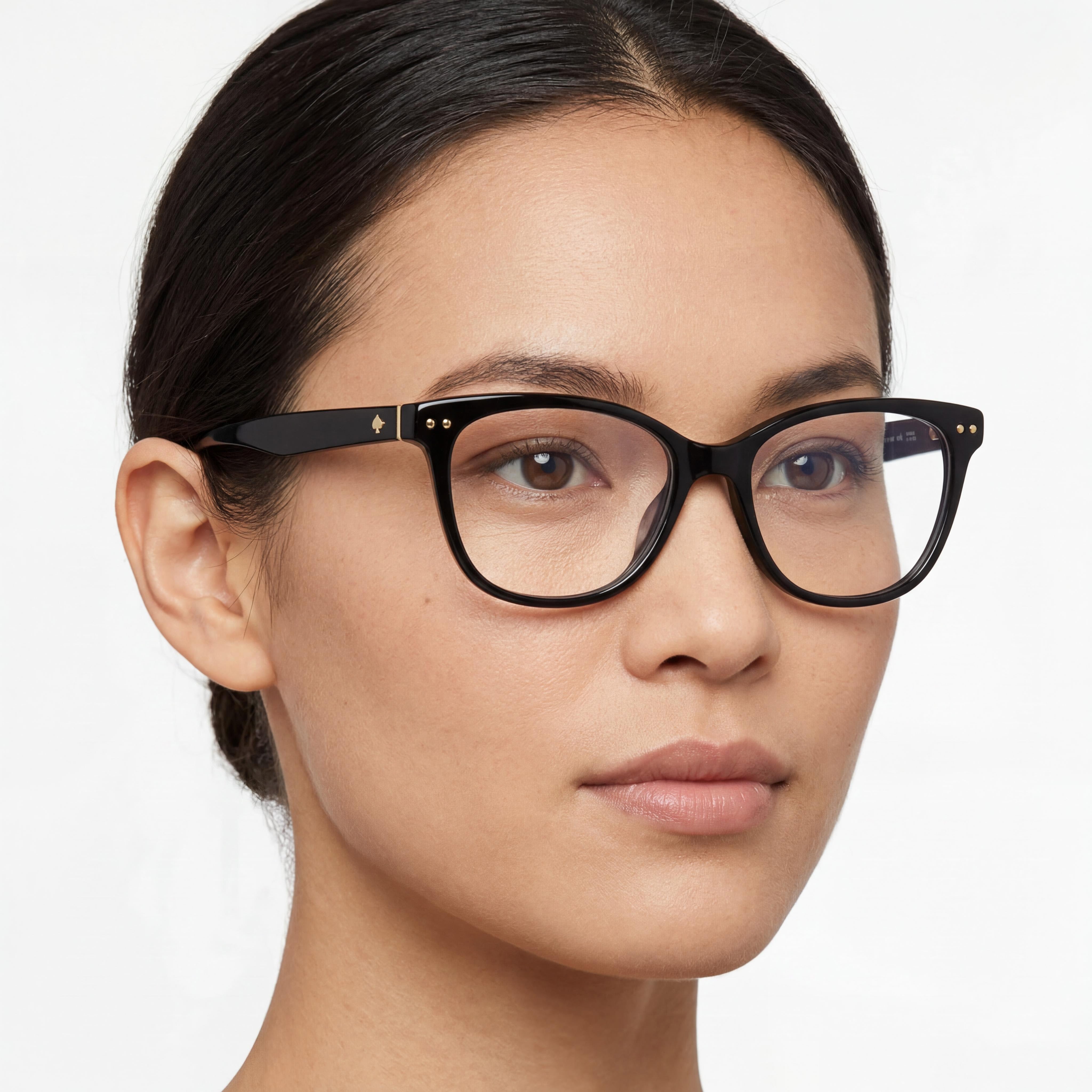 Gafas de mujer kate spade new york, montura de acetato negra plateada, lentes no graduadas negras, 53-16-140, Photo 4