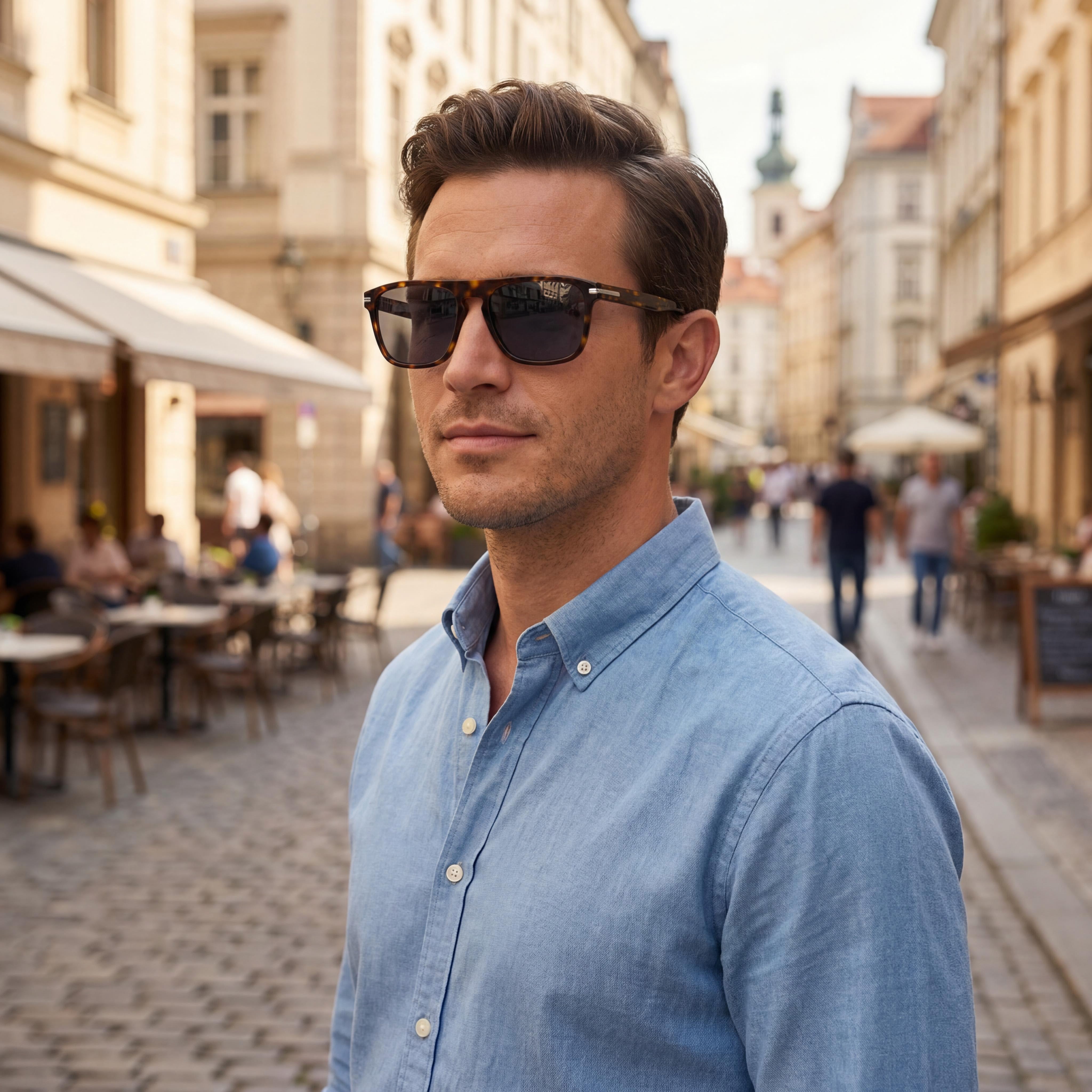 Hugo Boss Men's Style & Expression BOSS 1599/S Rectangular Eco Acetate Havana Frame Grey Lens Sunglasses 56-17-145mm, Photo 5