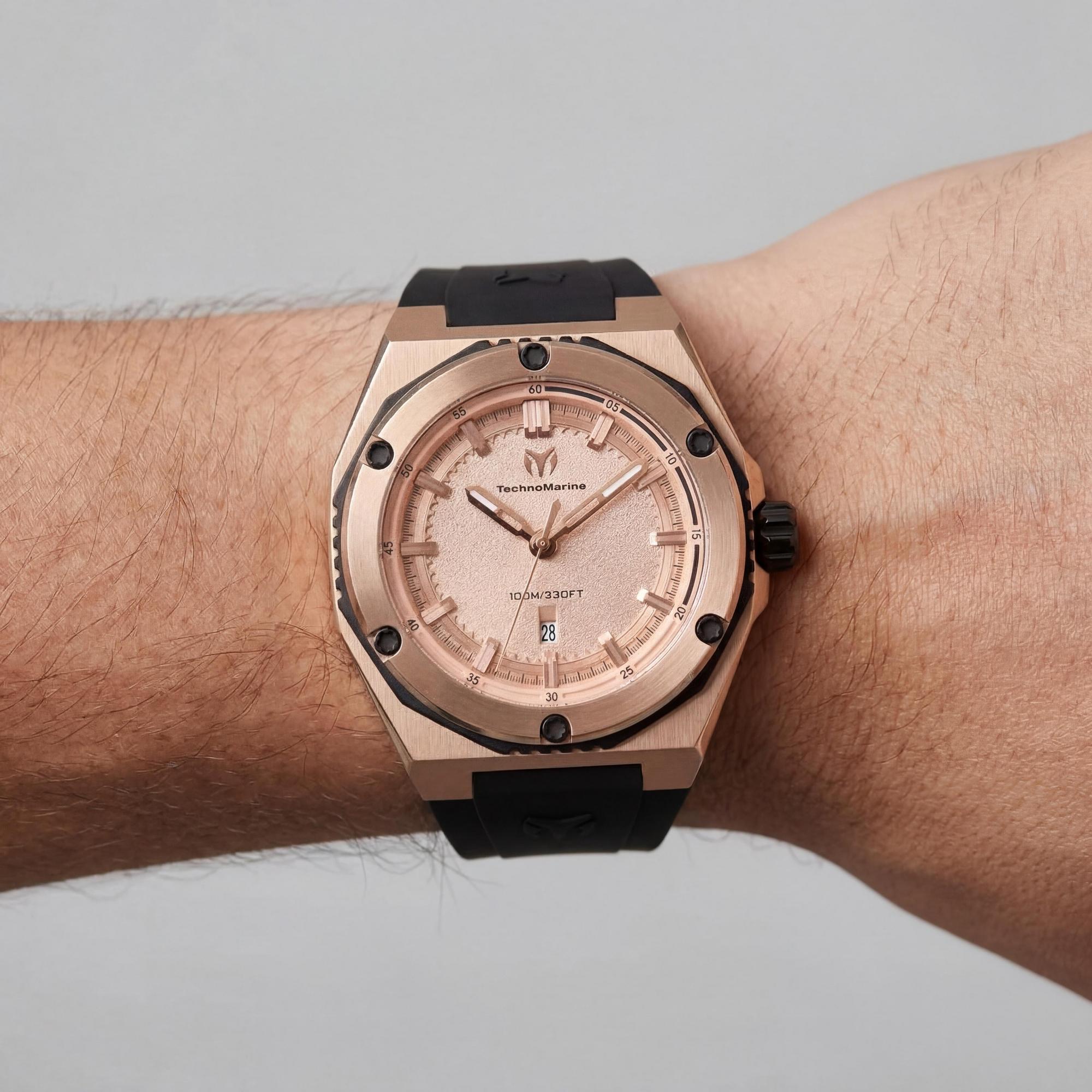 Technomarine CORAL - Legacy TM-416065 Men's Quartz Rose-gold Dial Silicone Strap 45mm Watch, Photo 3