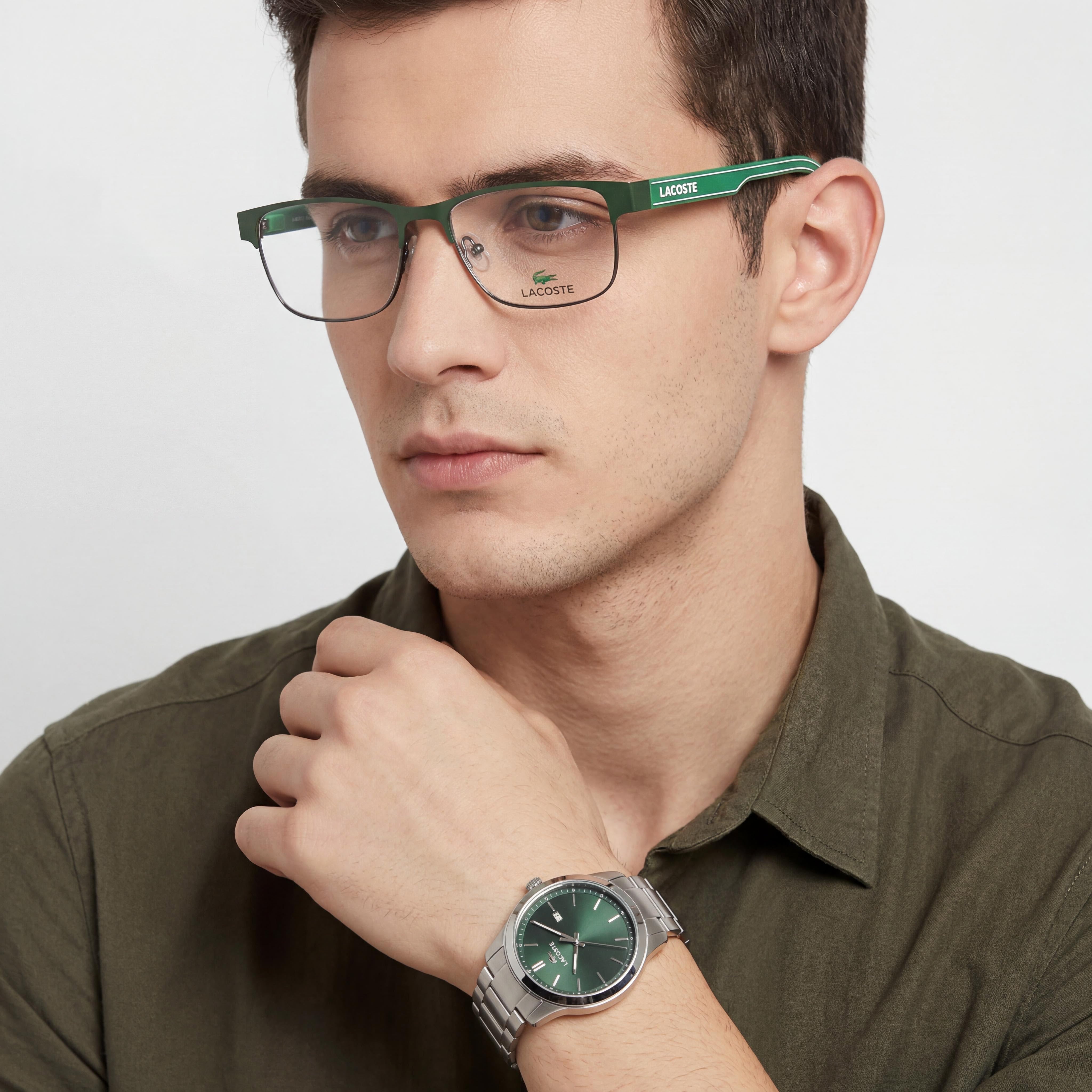 Lacoste L3111 Unisex Casual/Formal Sunglasses with Green Acetate Frame and Green Polycarbonate Lenses 49mm, Photo 4