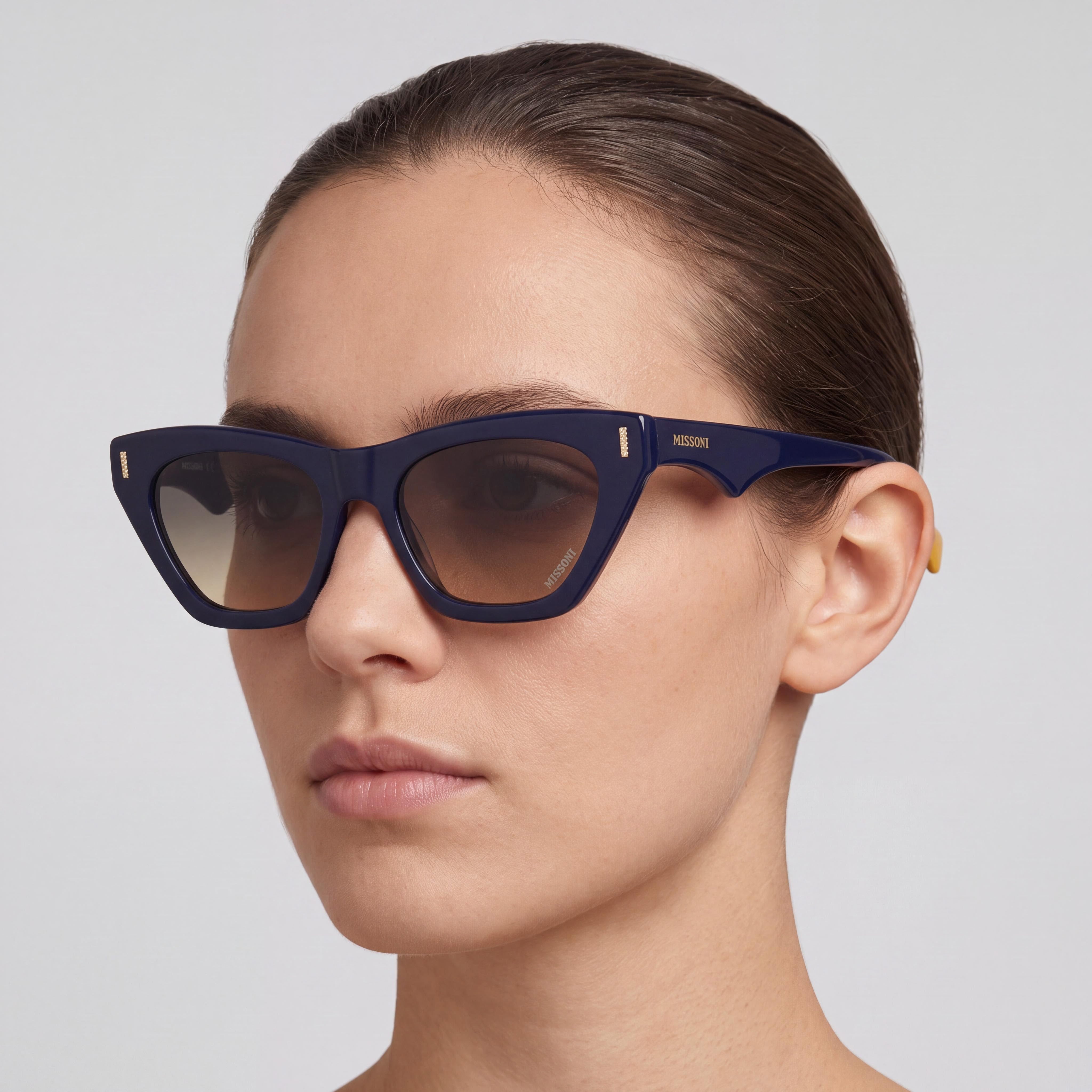 M Missoni MIS 0205/S Gafas de sol modernas unisex con montura de acetato gris azul/ocre marrón y lentes ocre marrón 54-18-145, Photo 4