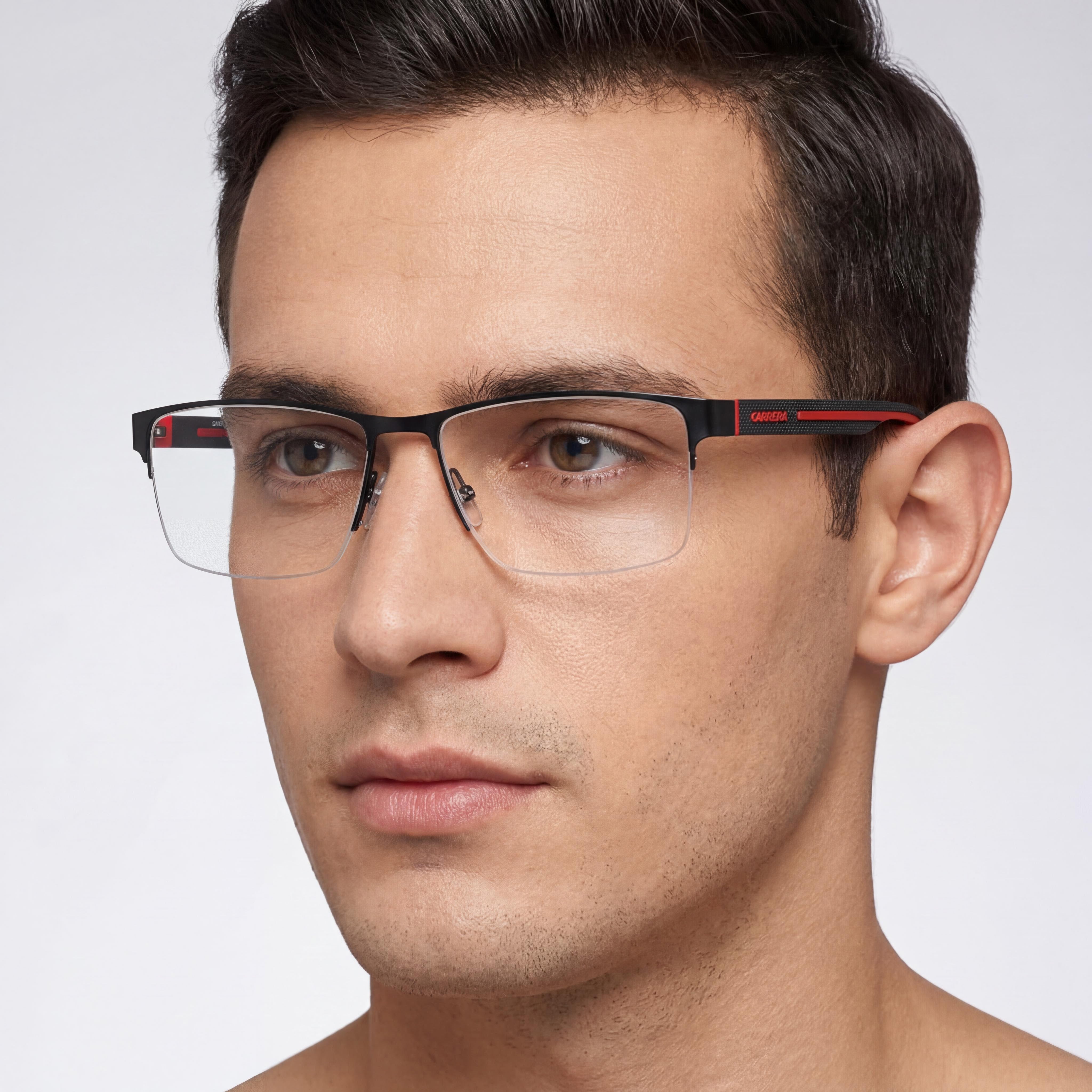 Gafas de Sol Carrera Modern para Hombre, Montura de Acero Inoxidable, Lente de Policarbonato, Negro Rojo Mate, 58 mm, Photo 5