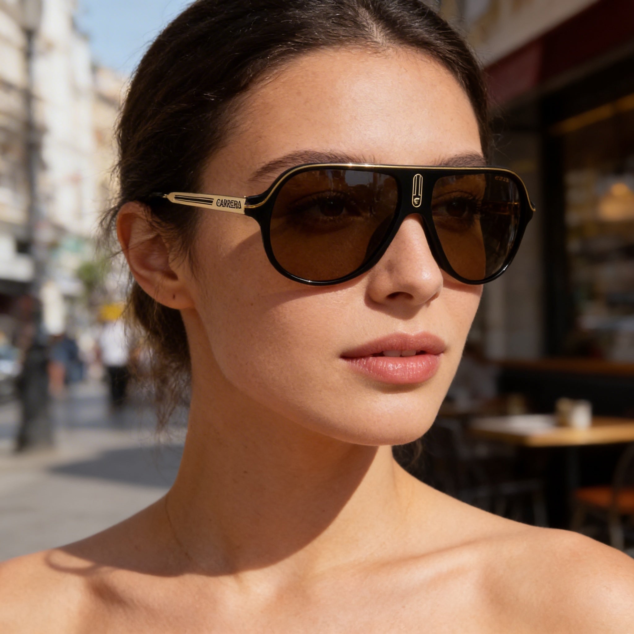 Carrera Casual Unisex Black Gold Polyamide Sunglasses with Gold High Contrast UV Protection Lenses, 62mm, Photo 5
