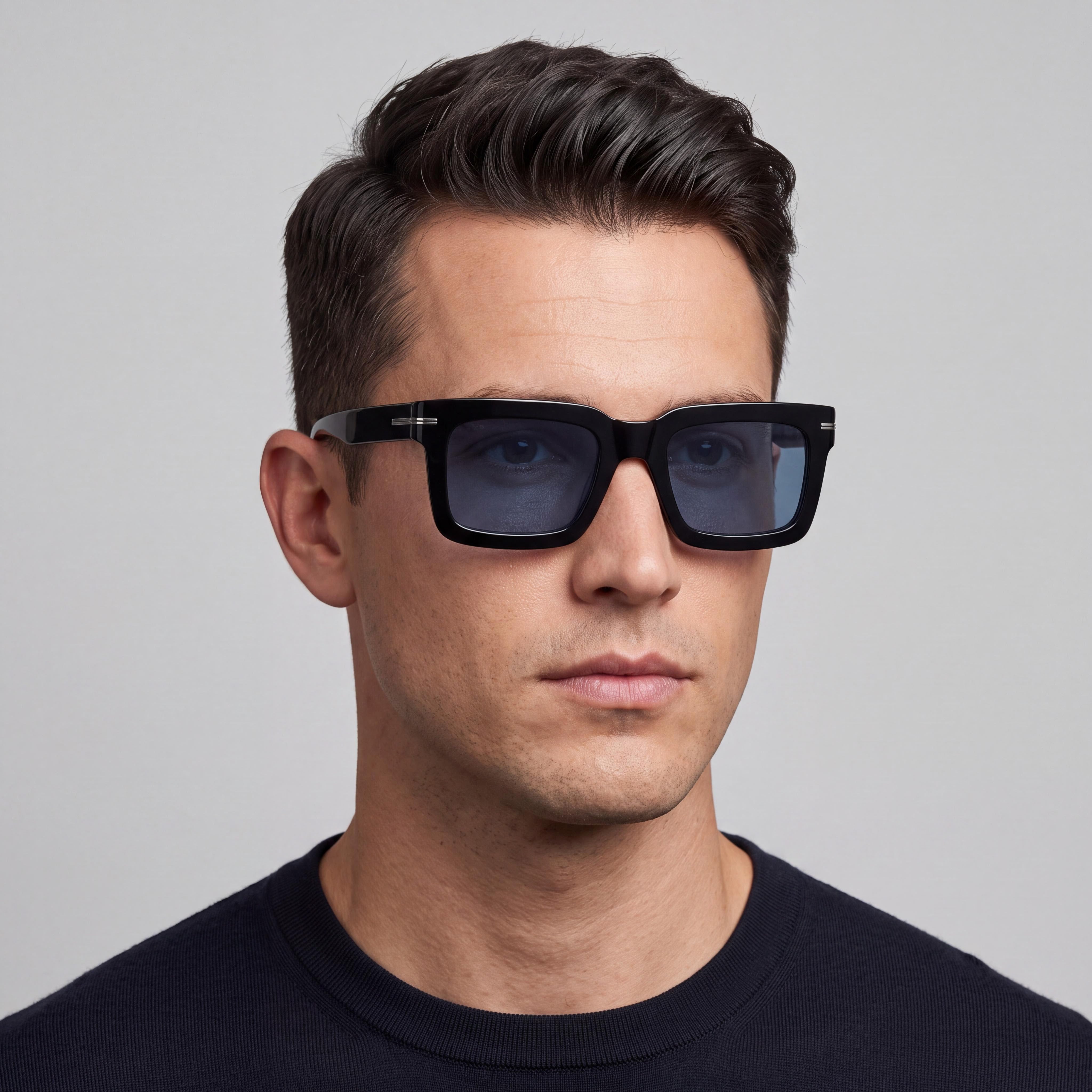 Gafas de sol Hugo Boss Modern para hombre, estampado negro, armazón de policarbonato negro, protección UV, 51 mm, Photo 4