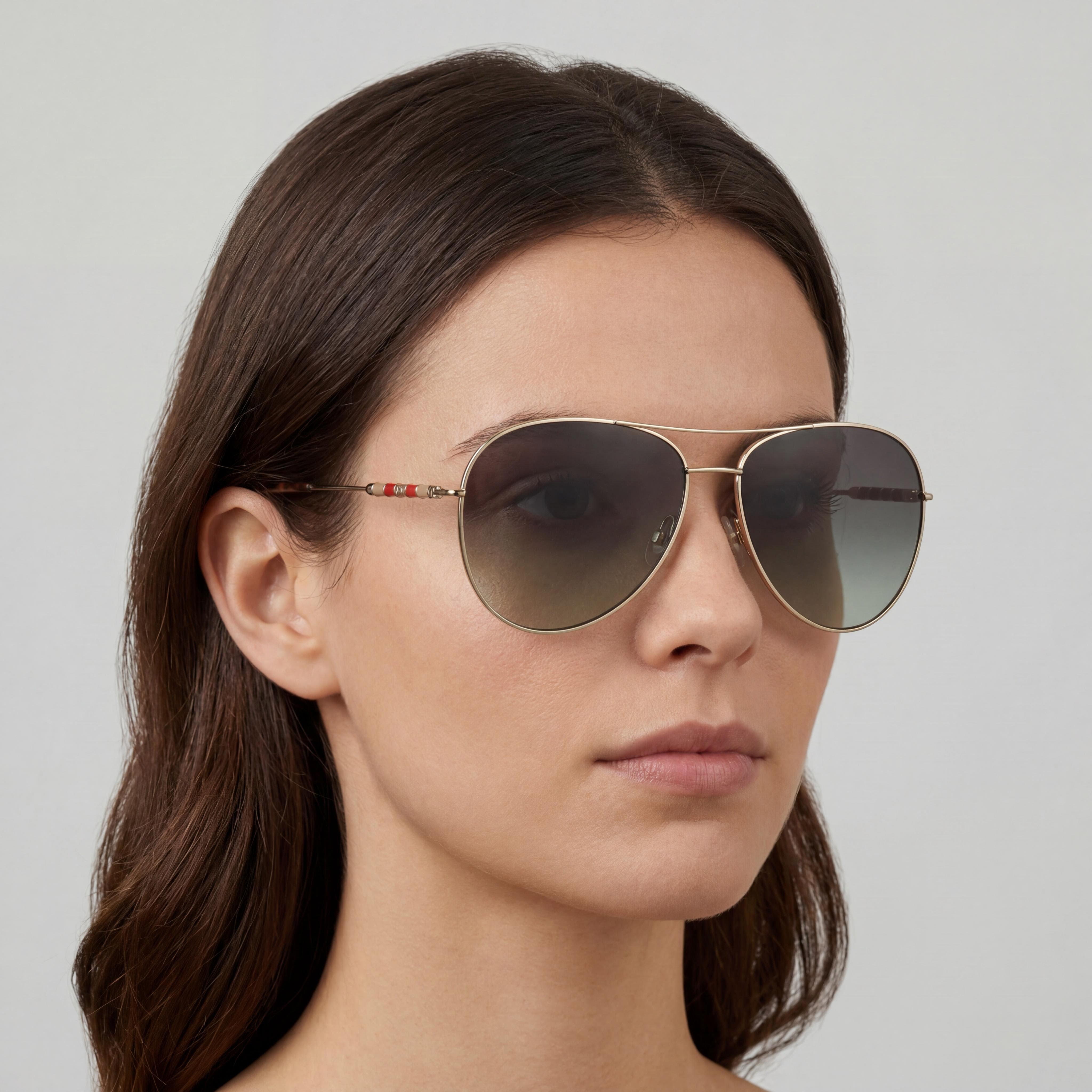 Carolina Herrera Ch 0034/S Women's Gold Brown Gradient Stainless Steel Sunglasses 64mm UV Protected Prescription-Ready, Photo 5