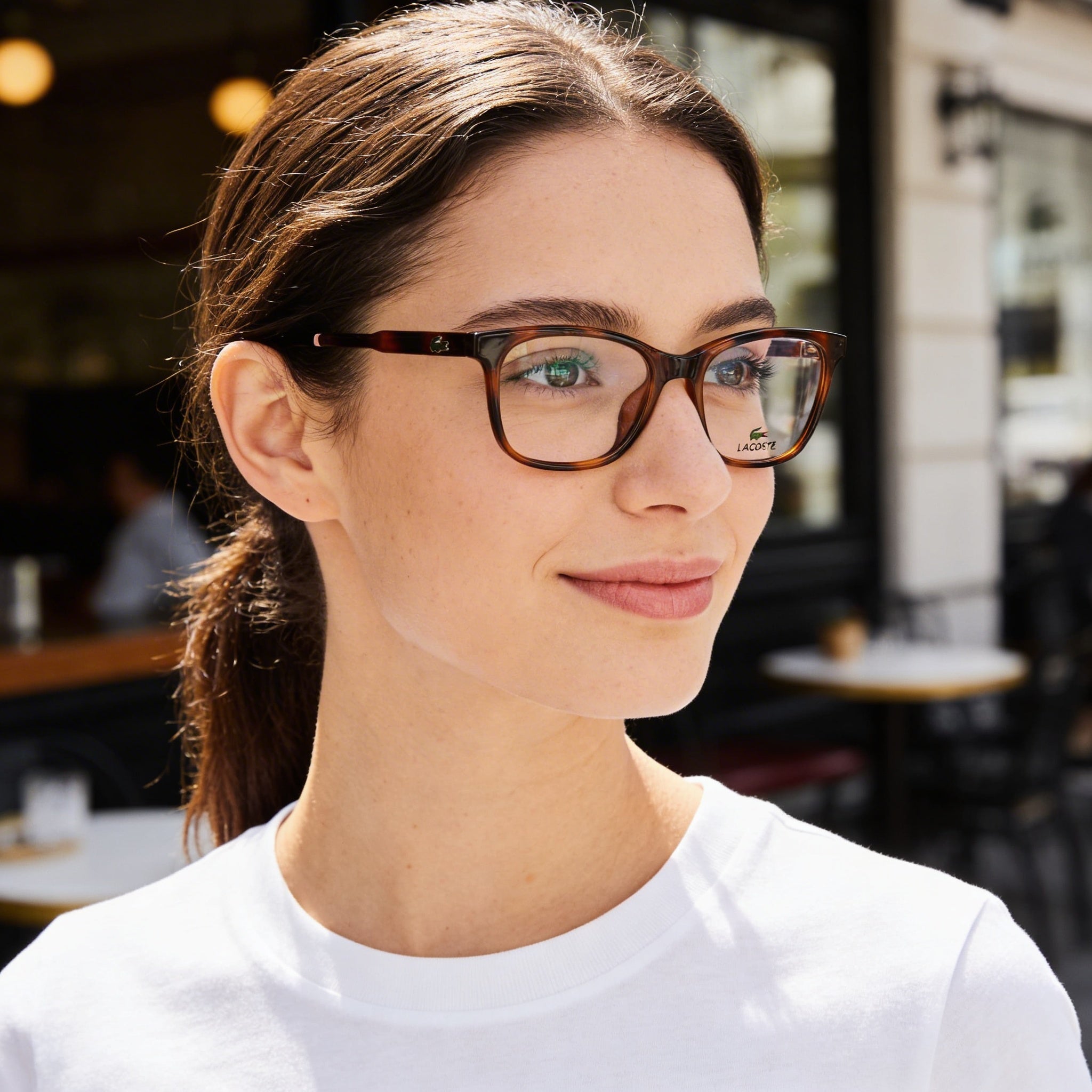 Lacoste L3648 Casual Style, Havana Plastic Frame with Polycarbonate Demo Lenses, Designed for Unisex, 48mm, Photo 5