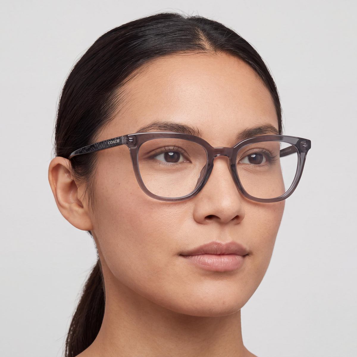 Gafas graduadas cuadradas de plástico para mujer Coach Hc6222u, gris transparente, 51 mm, Photo 3