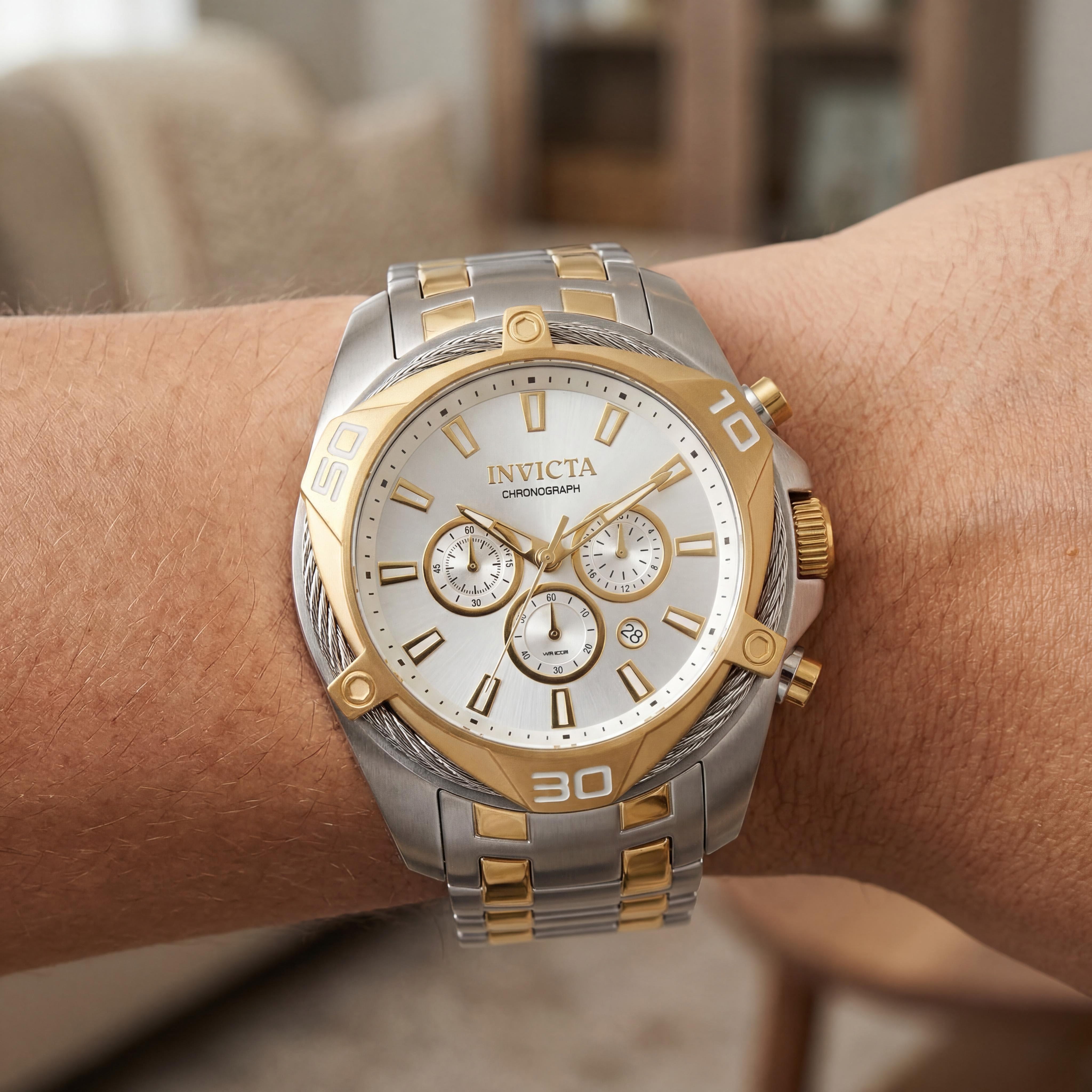 Invicta Bolt 34126 Men's Chronograph Quartz Watch with 50mm Stainless Steel Case and Silver Dial, Photo 4