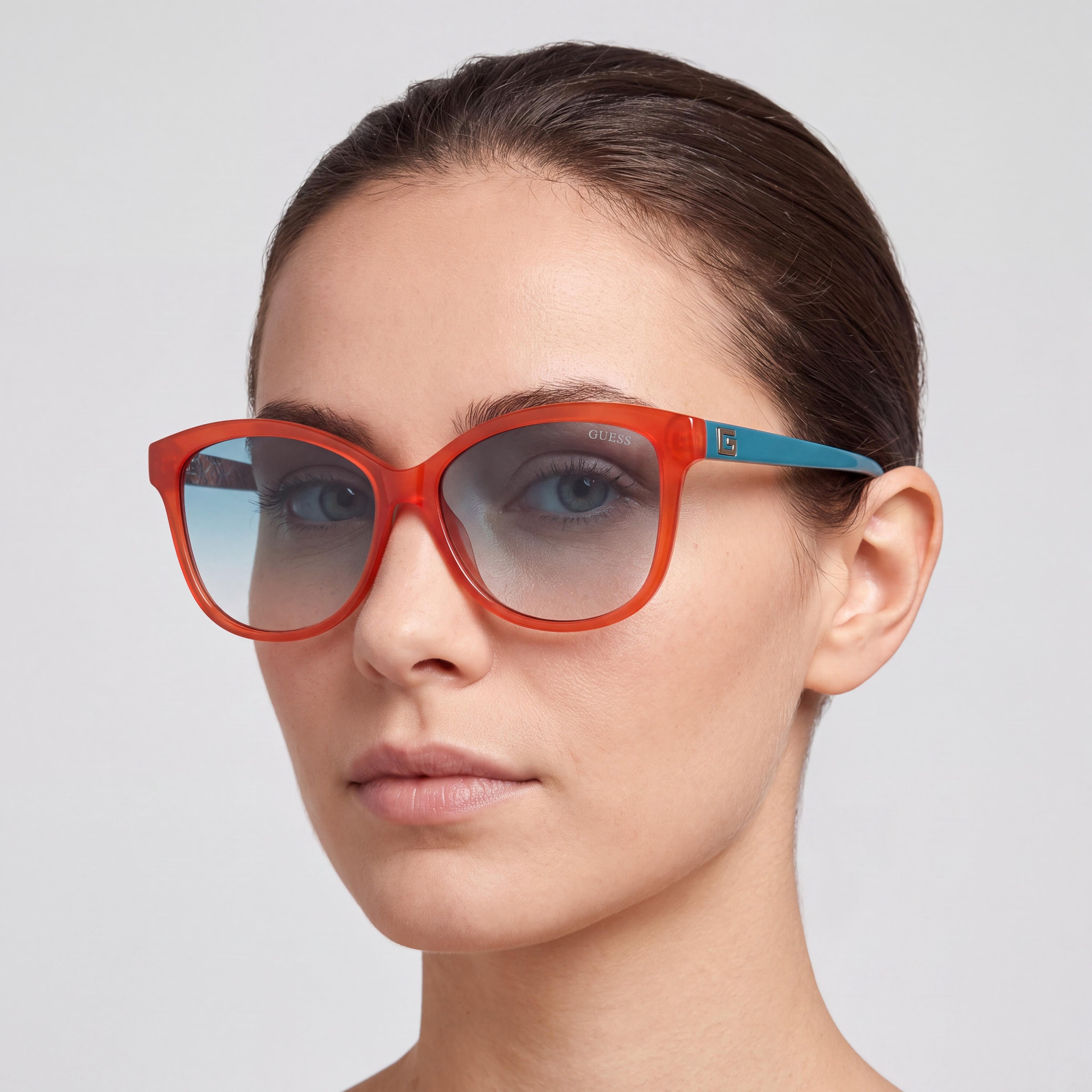 GUESS GU7920 Women's Sunglasses, UV Protective, Plastic Frame, Orange Multi-colour, Blue Mirror Lens, 58mm, Photo 5