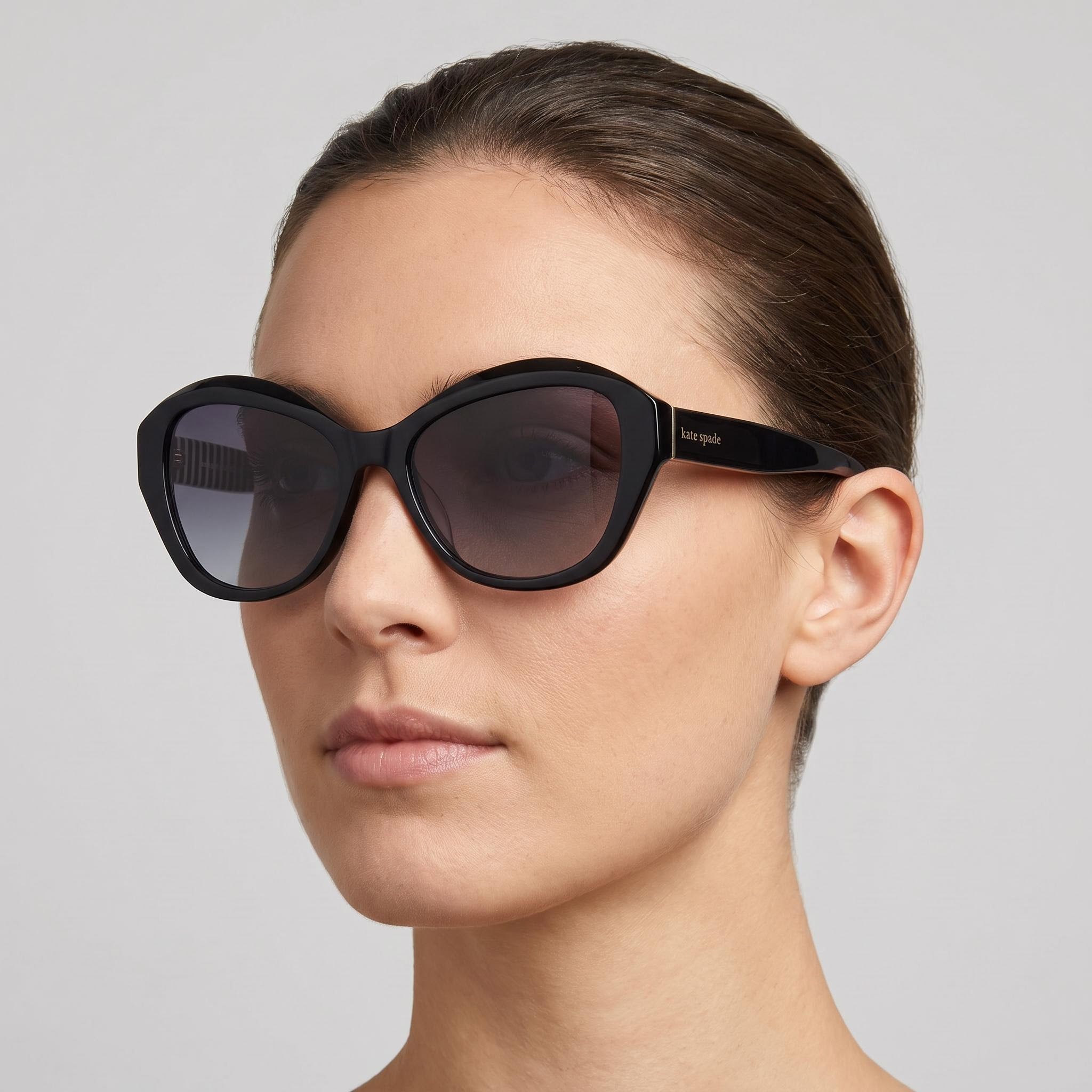kate spade new york Women's Casual Acetate Black Dark Grey Shaded Frame Dark Grey Shaded Lens Sunglasses 54mm, Photo 5
