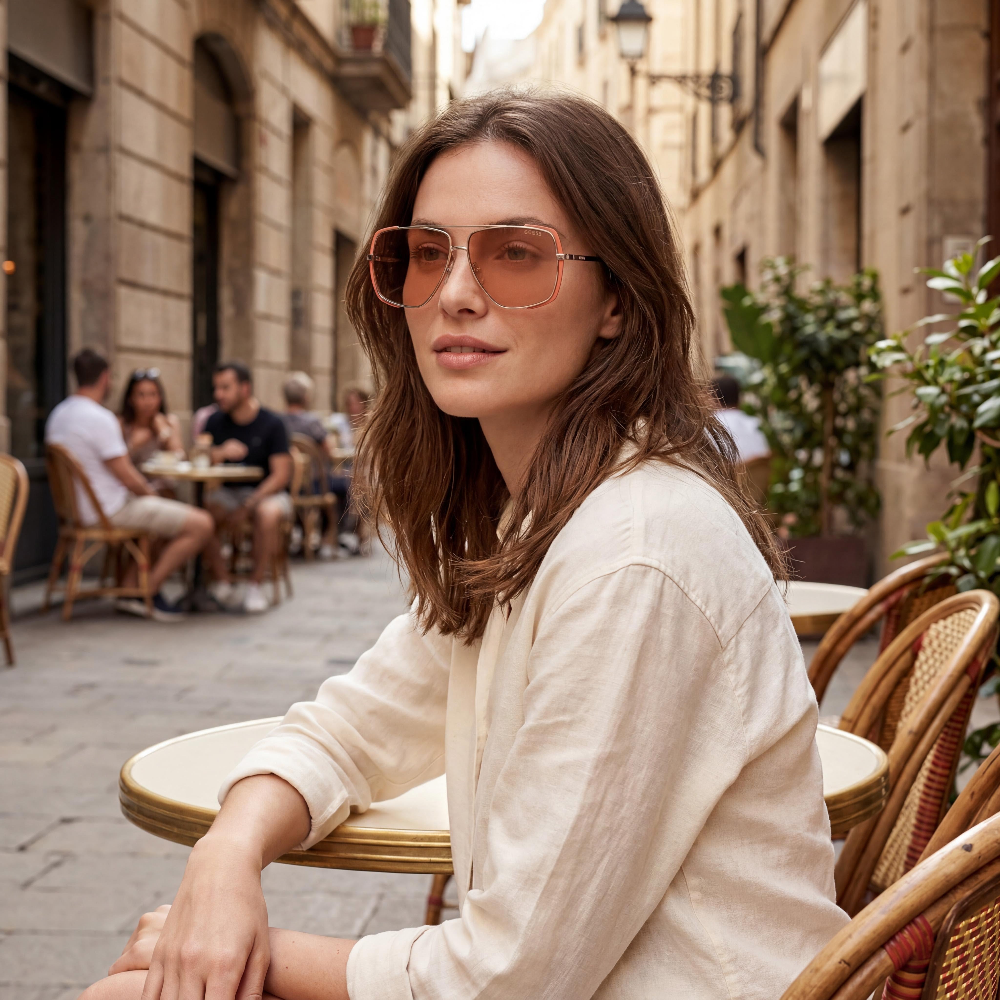 GUESS Gu00220 Women's Acetate Frame in Light Orange Pale Gold with Brown Non-Polarized Lenses 62mm, Photo 6