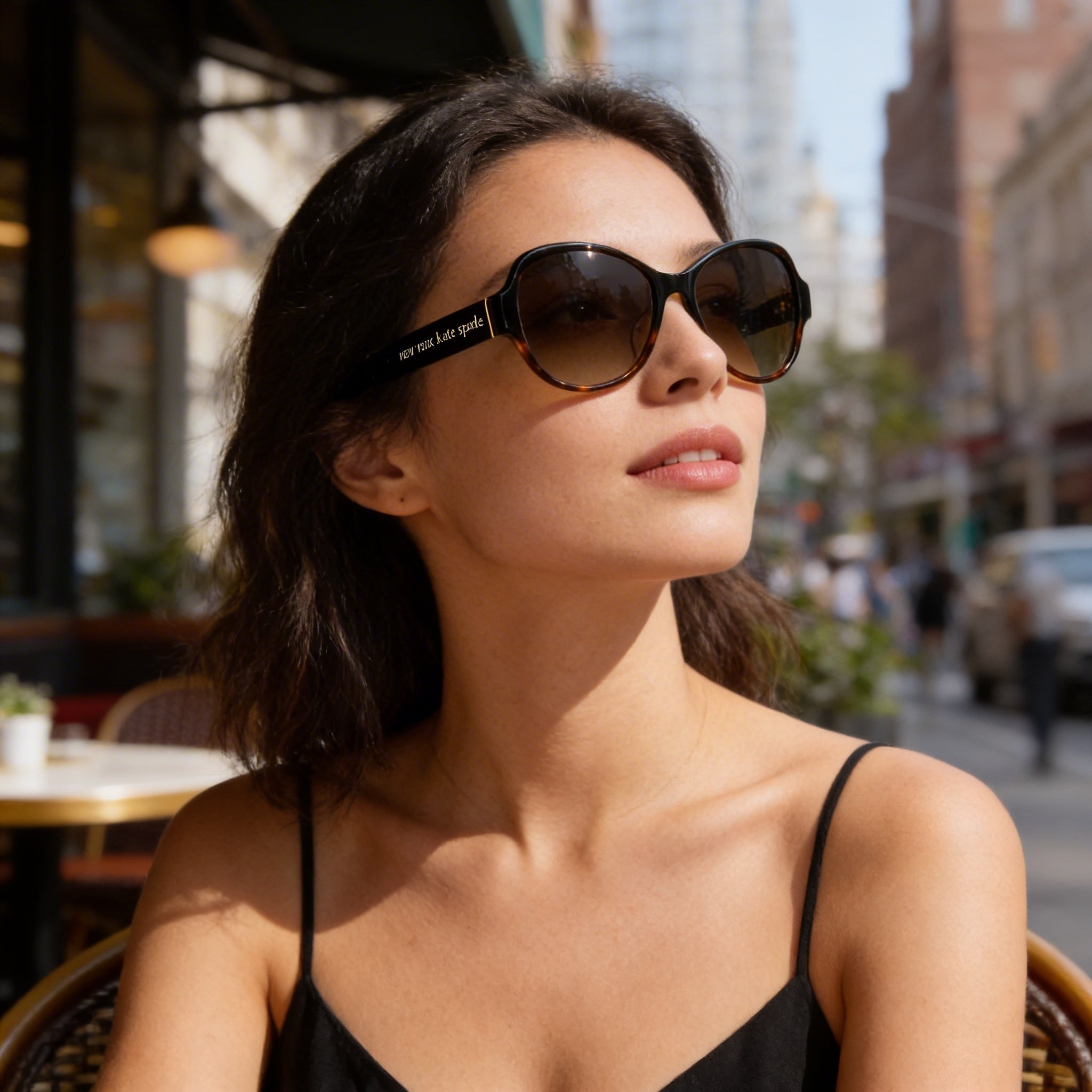 kate spade new york Gafas de sol de plástico casuales para mujer con protección UV, estilo ojo de gato, negras sombreadas, habana marrón sombreado 57 mm, Photo 4