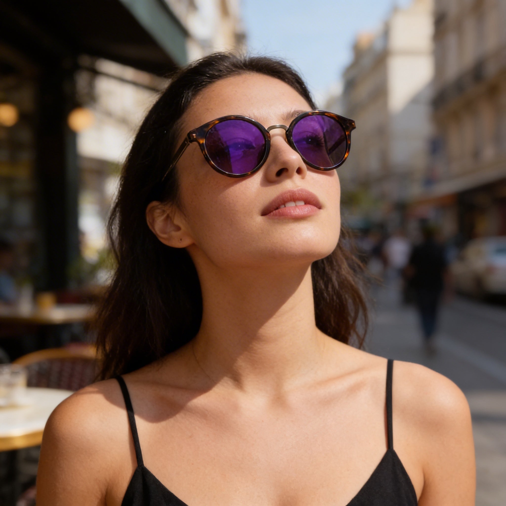 Gafas de sol de mujer GUESS Gf0305 de metal con protección UV Tokyo Tortoise Blue Mirror 50 mm, Photo 4