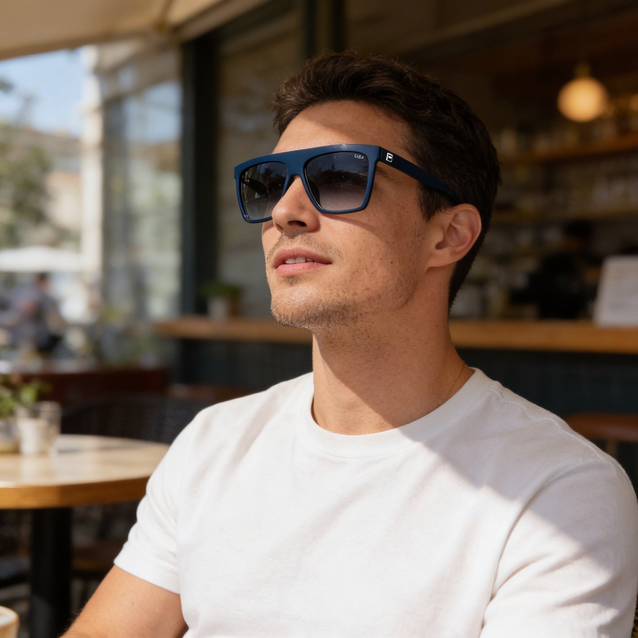 Fila Casual Men's Non-Polarized Injected Sunglasses with Matt Night Blue Frame & Blue Gradient Lenses 60mm, Photo 4