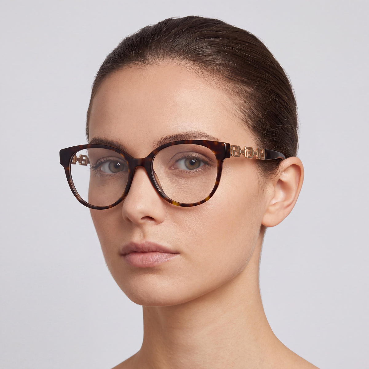 Versace VE3302D Women's Oval Full Rim Plastic Asian Fit Eyeglasses, Havana Clear Non- , 54/17/140, Photo 5