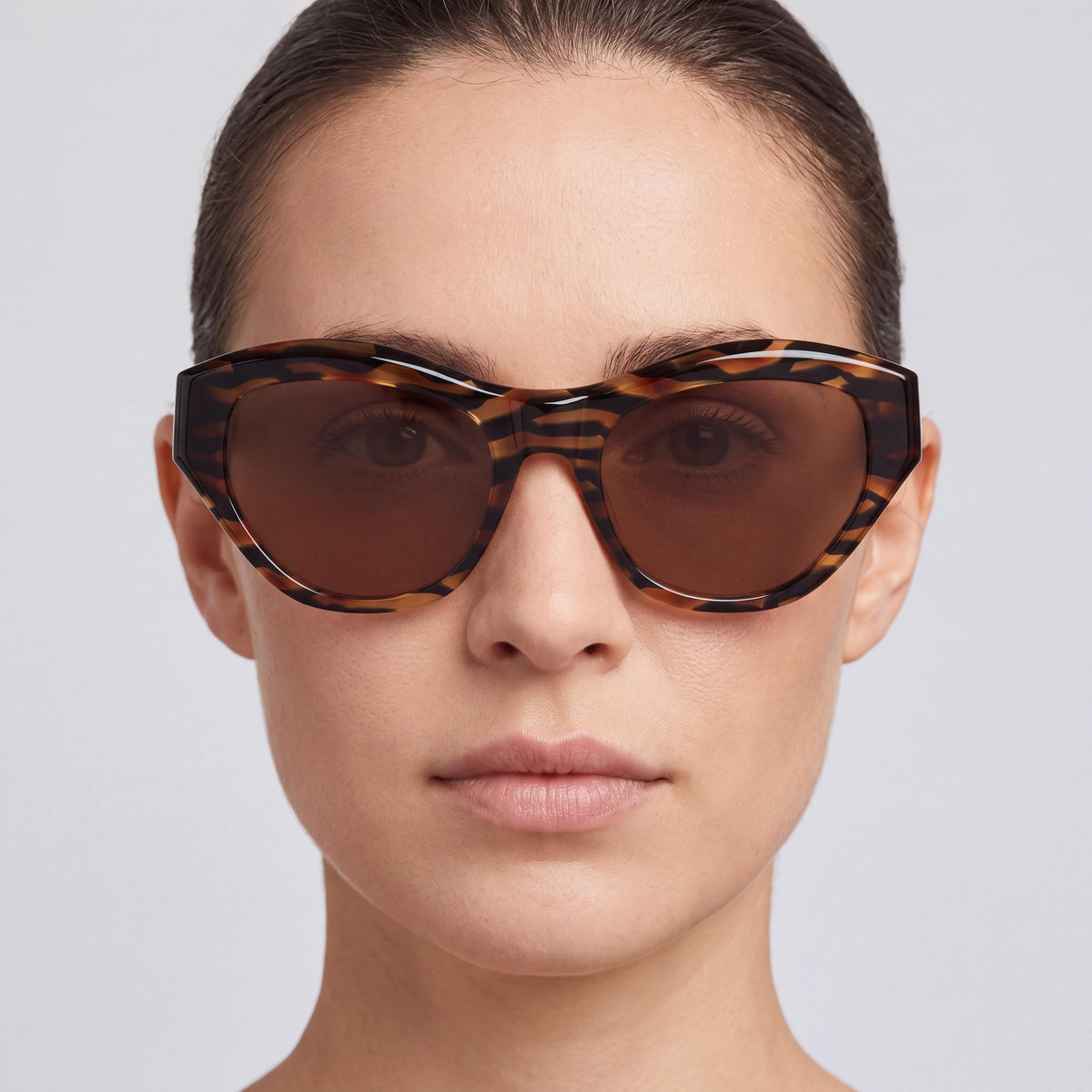 Donna Karan Do517s Women's Crystal Brown Horn Plastic Sunglasses Solid Brown Lenses UV Protection 54-19-140, Photo 4