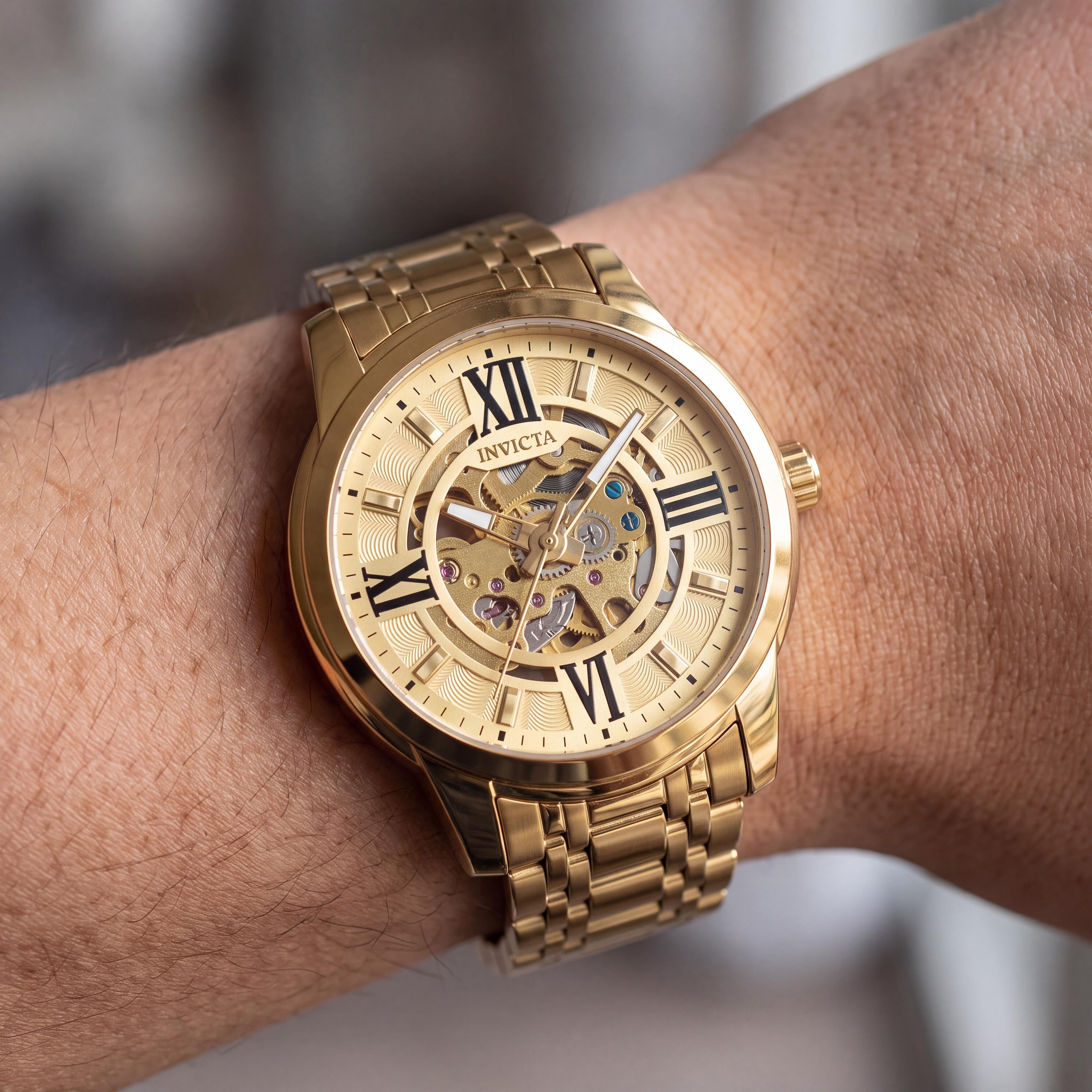 Invicta Objet D Art 69129 Reloj de pulsera automático dorado de acero inoxidable unisex 41mm, Photo 4