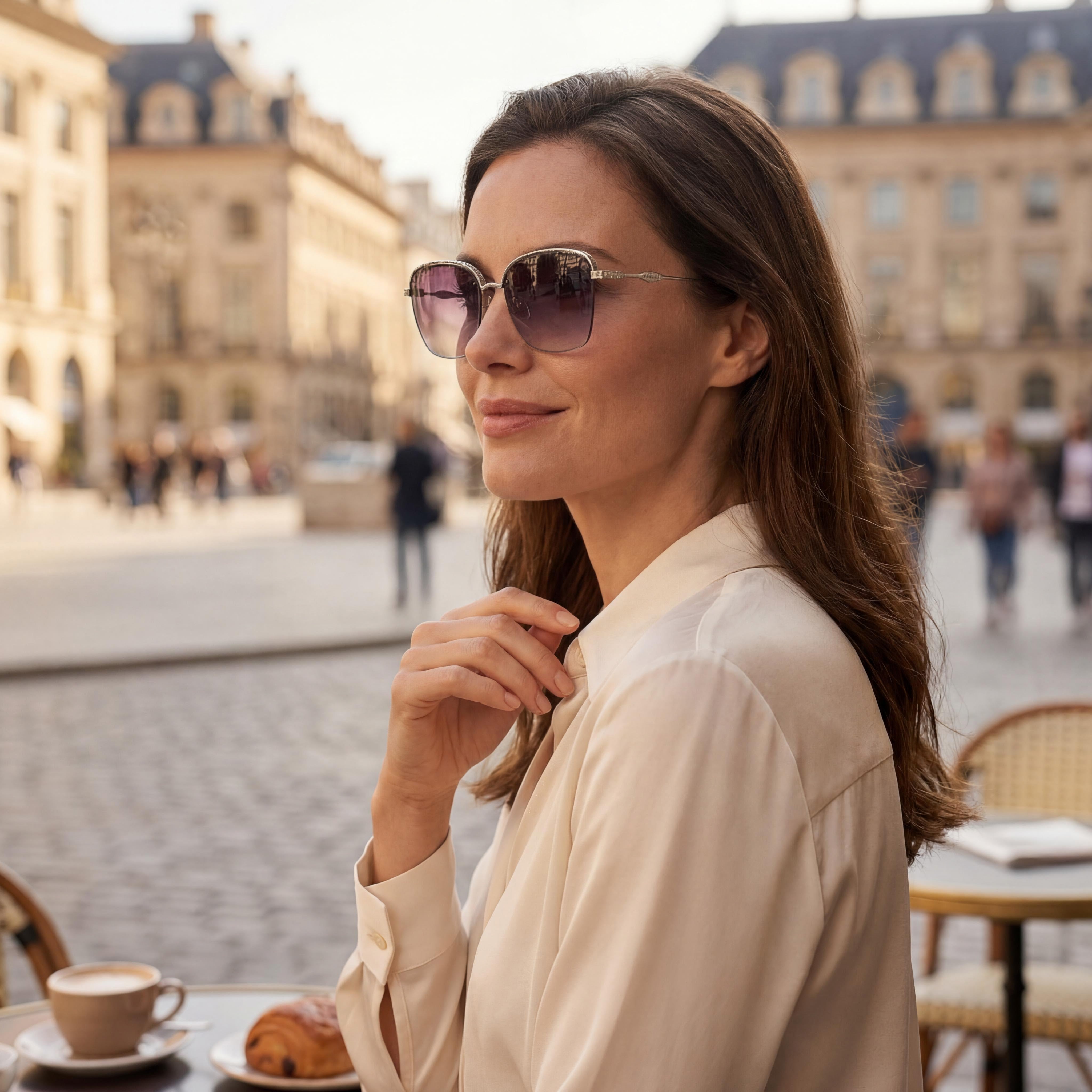 Chopard Schd45s Women's UV Protection Eyewear featuring a Silver Plastic Frame and Acetate Lenses, Photo 6