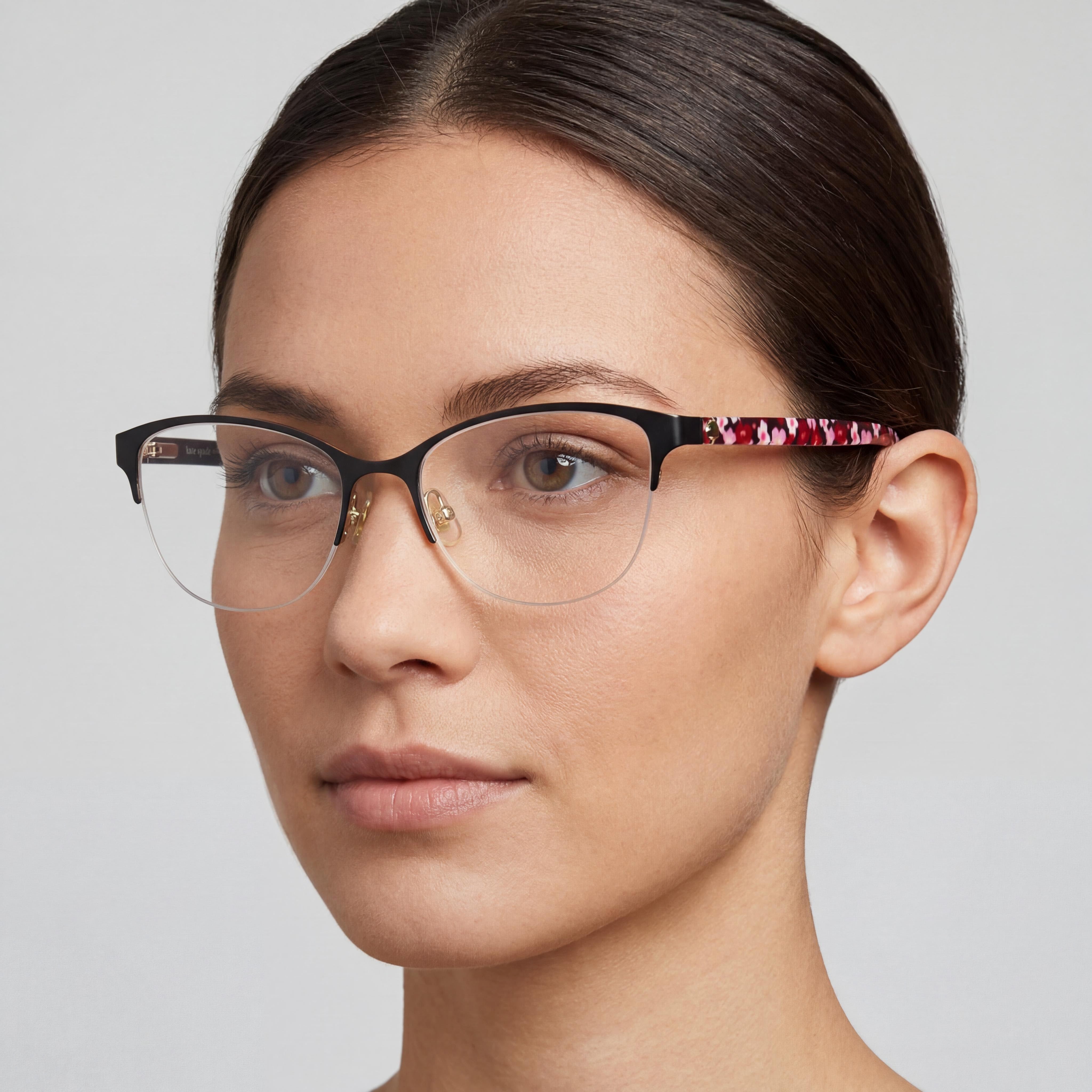 Kate Spade New York Adalina Women's Alloy Steel Semi-Rimless Cat Eye Eyeglasses Black Gold 53mm, Photo 4