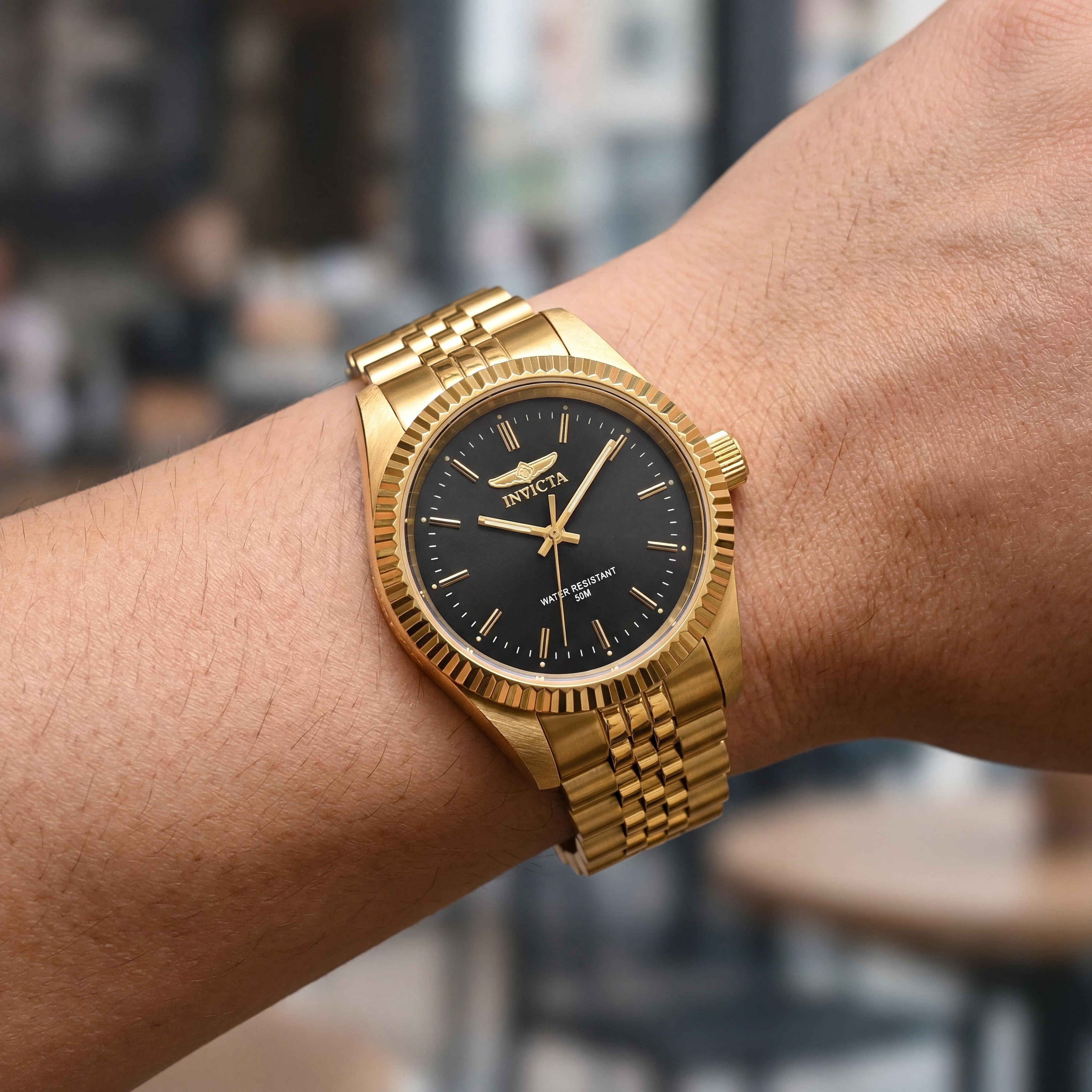 Invicta Specialty 29406 Unisex Gold Stainless Steel Black Dial Quartz Movement Water Resistant Watch 36mm, Photo 4