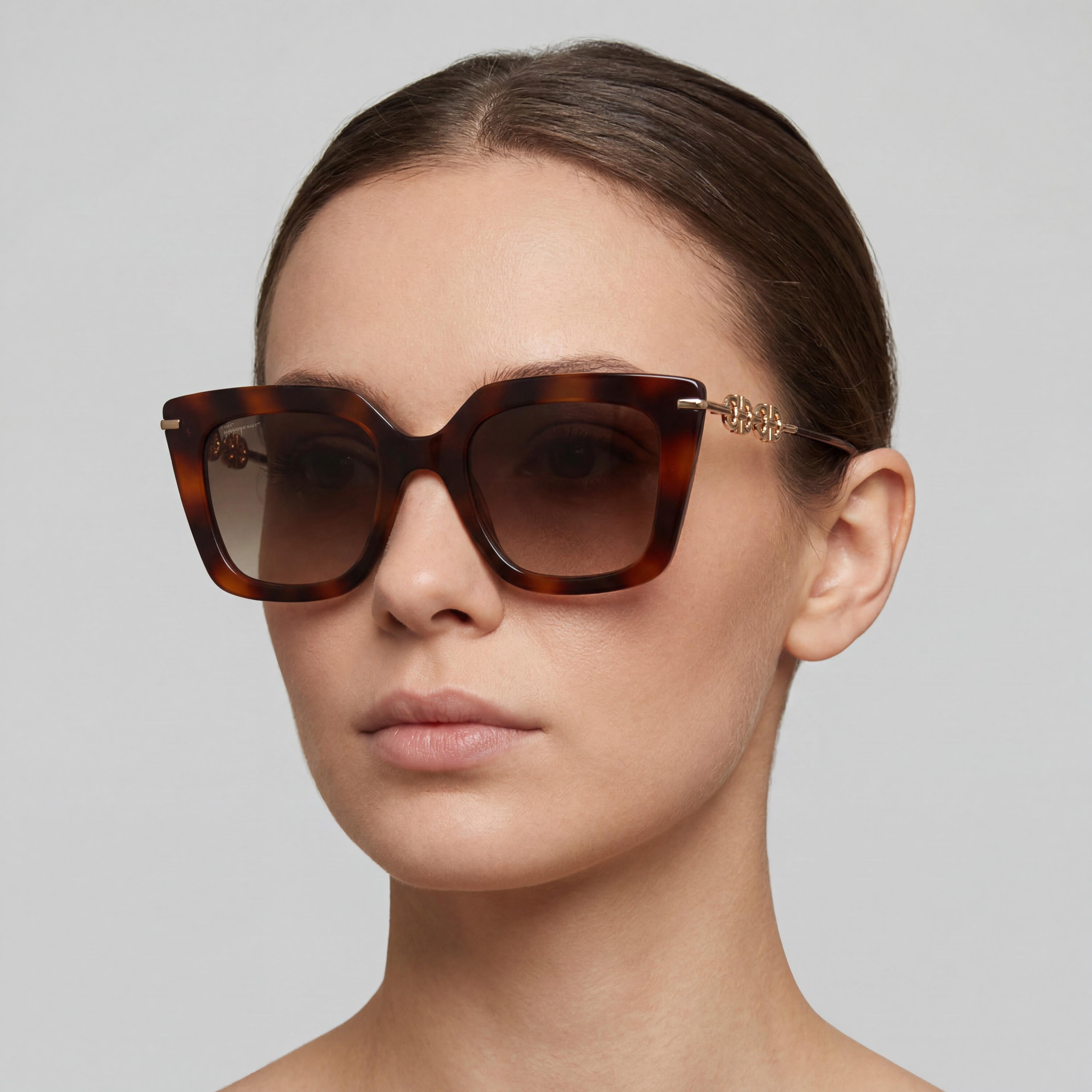 Ferragamo Classic Women's Square Classic Havana Alloy Steel 51mm UV Protection Non-Polarized Eyewear, Photo 3
