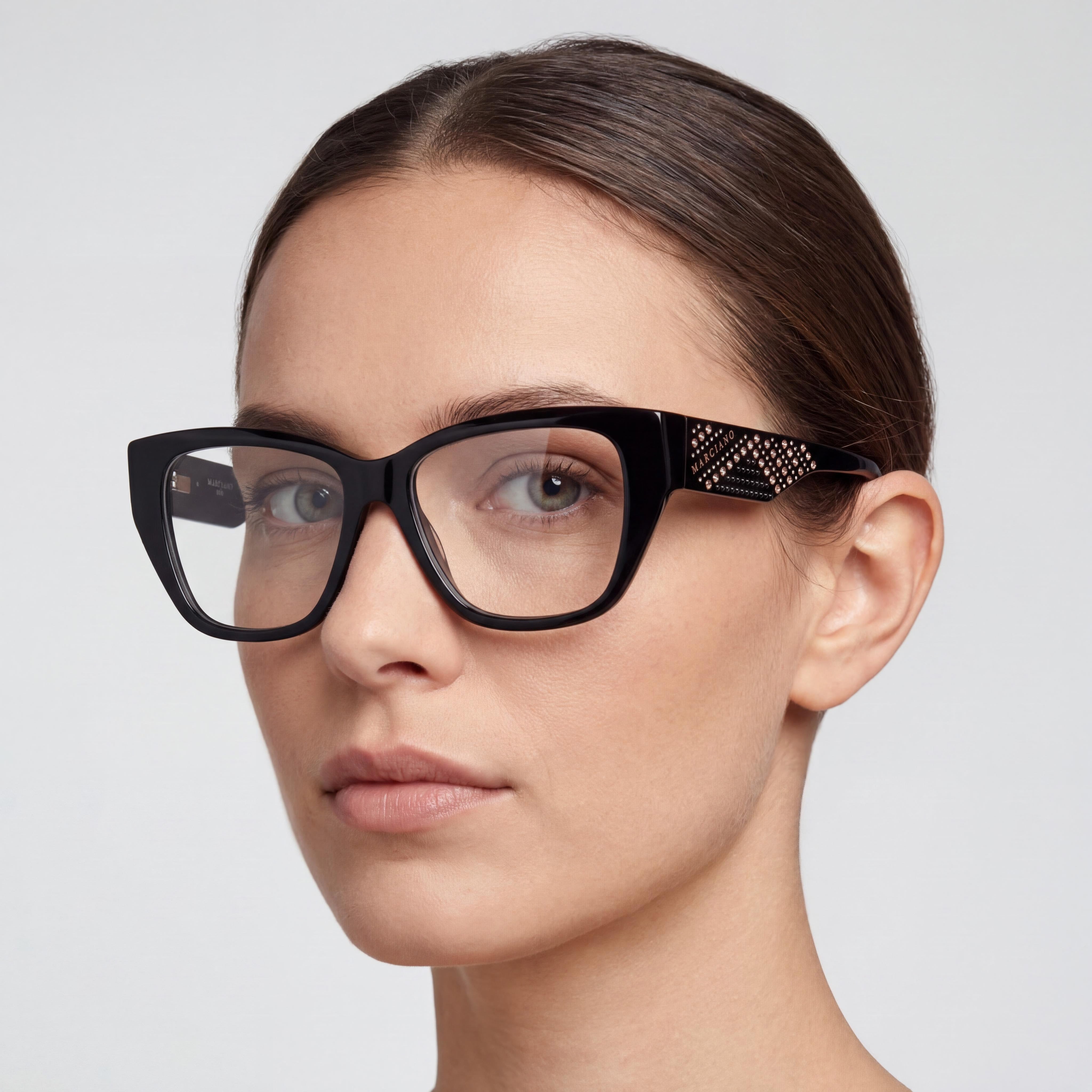 GUESS by Marciano Gm50019 Women's Shiny Black Plastic Frame Eyeglasses with Polycarbonate Lenses 52-15-140, Photo 4