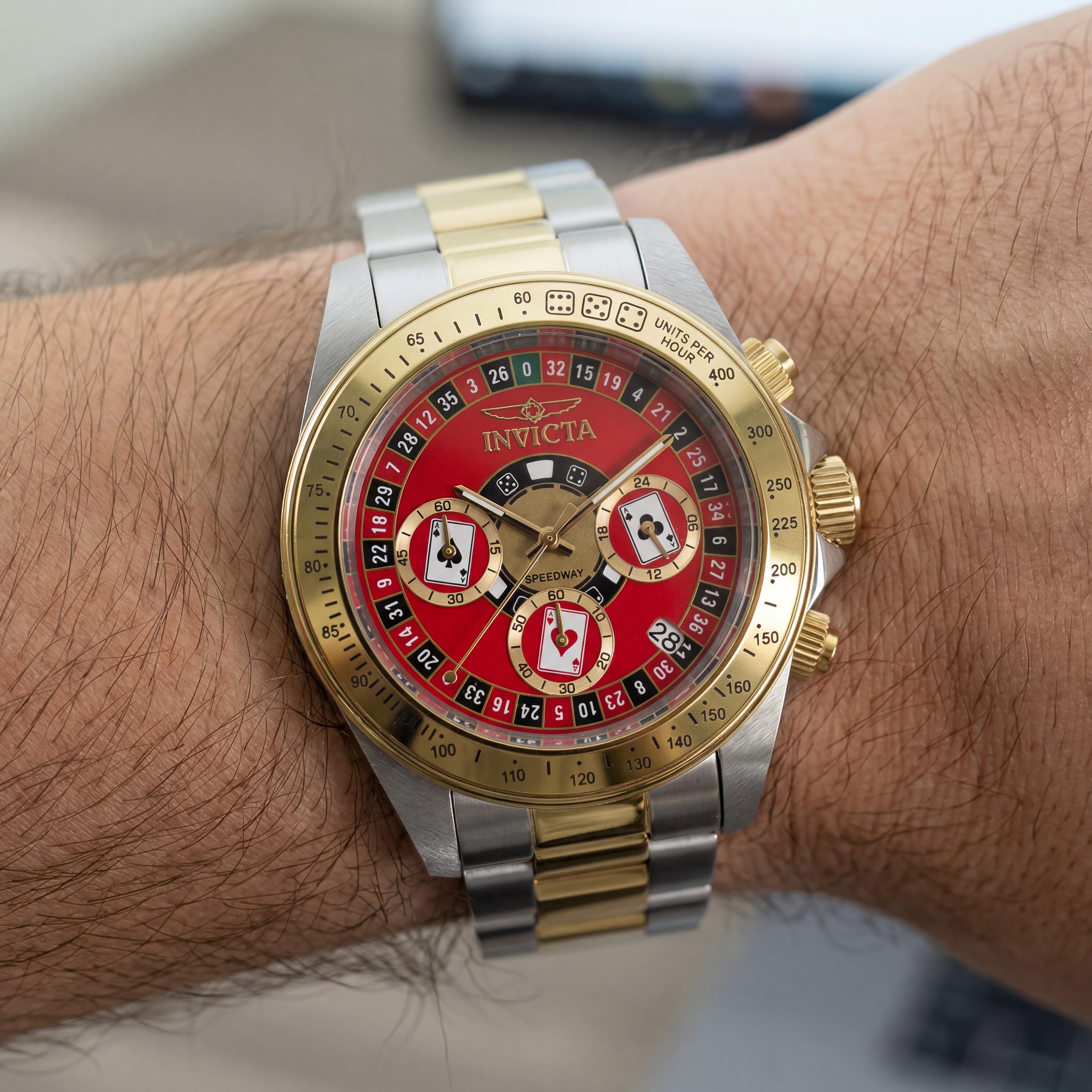Reloj de cuarzo unisex Invicta Speedway 50495 de acero inoxidable con esfera roja, 39 mm, resistente al agua 200M, Photo 4