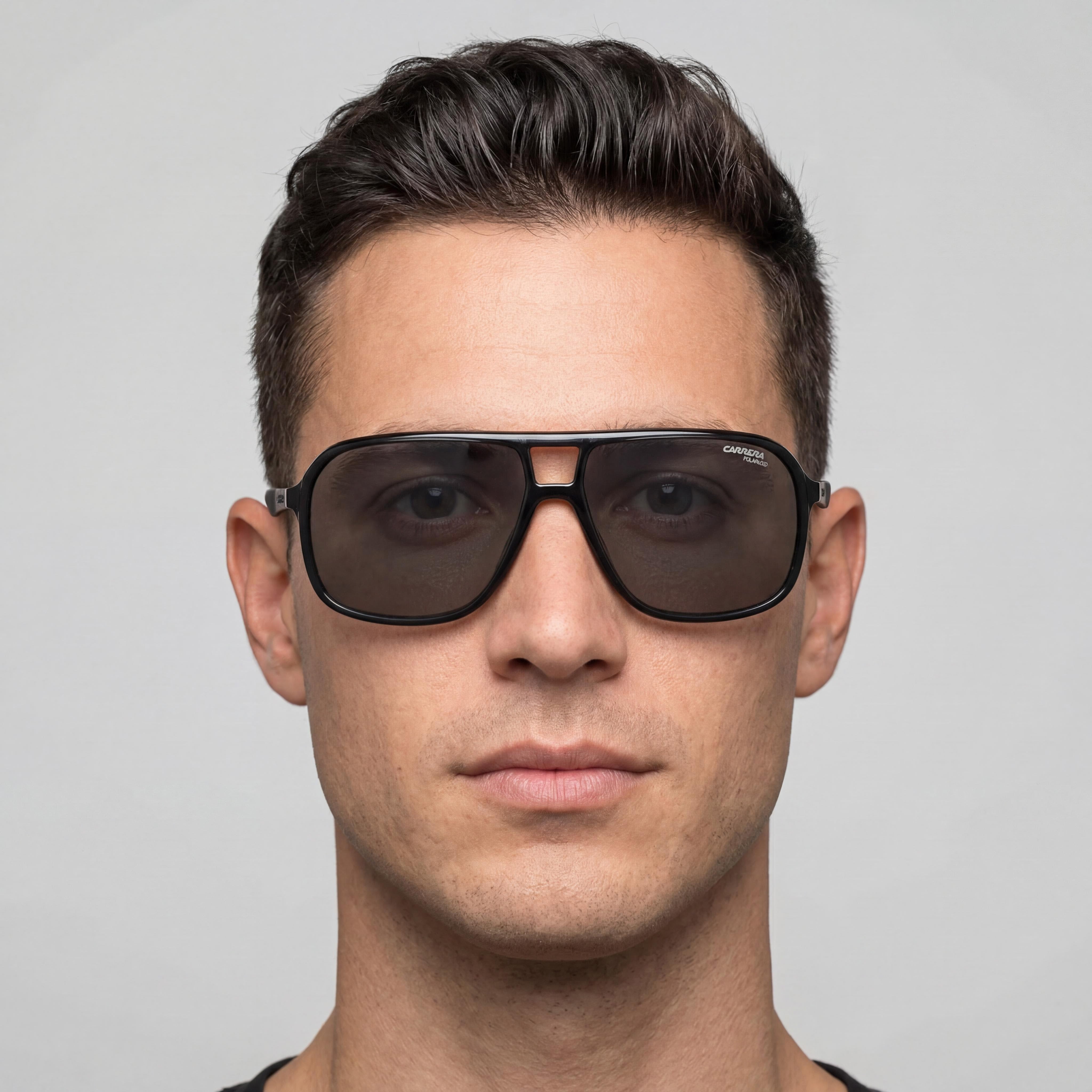 Gafas de Sol Clásicas Carrera para Hombre con Protección UV, Montura de Plástico Gris y Cristales de Acetato Grises no Polarizados, Photo 5
