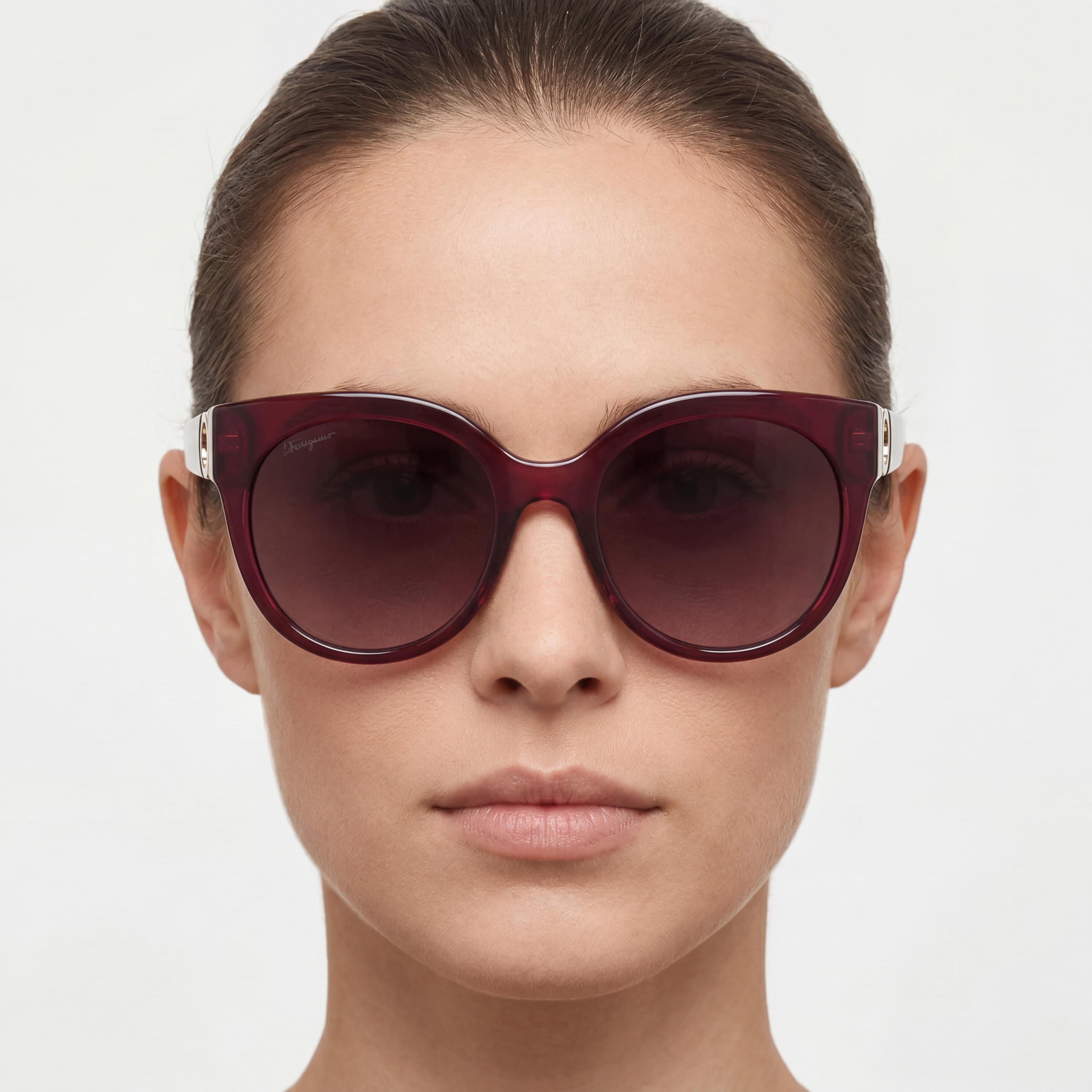 Salvatore Ferragamo Women's Cat Eye Plastic Sunglasses Crystal Purple 53mm Purple Gradient 100% UV Protection, Photo 5