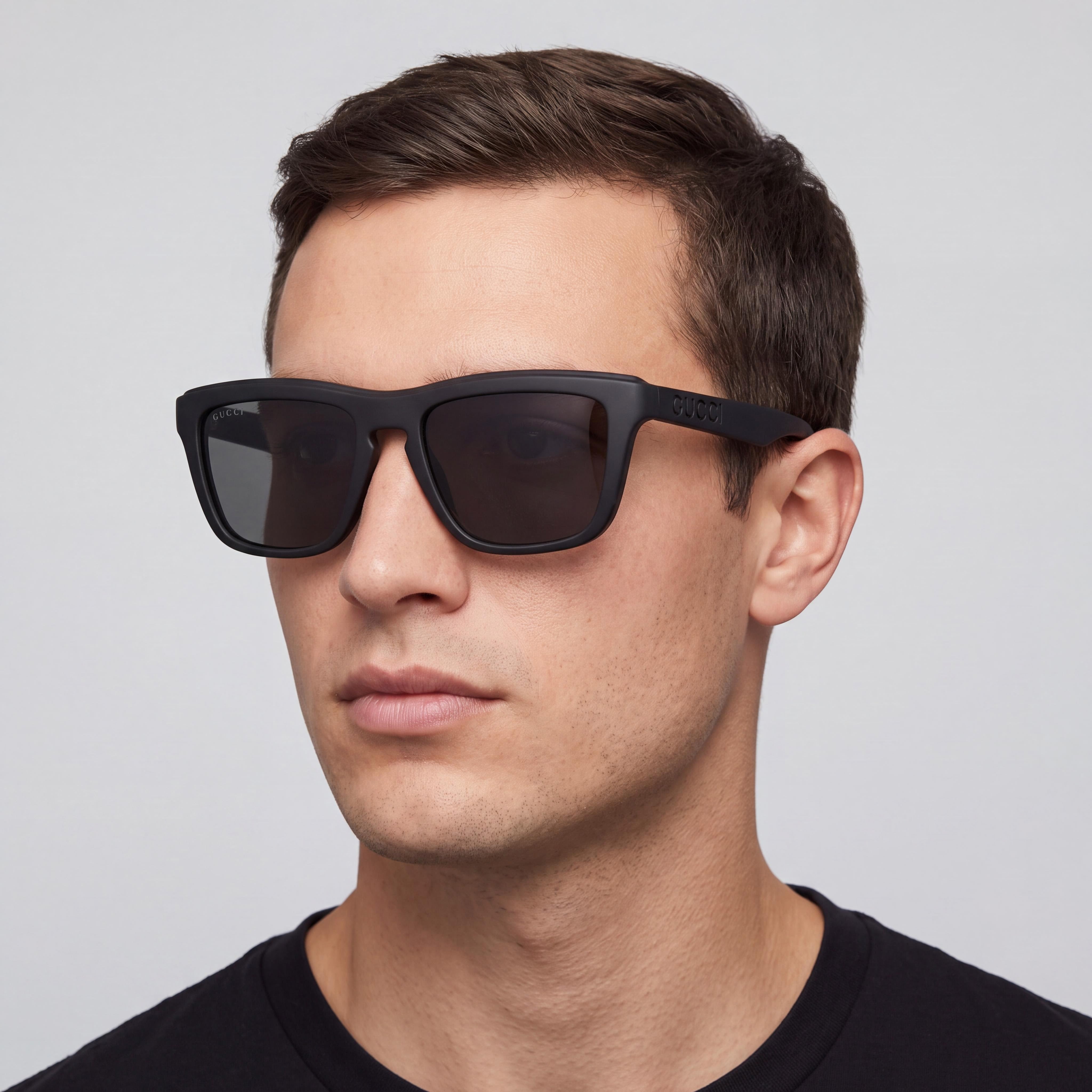 Gucci Casual Sunglasses for Men, Black Acetate Frame, Grey Non-Polarized Lenses, 55mm Lens Width, Photo 4