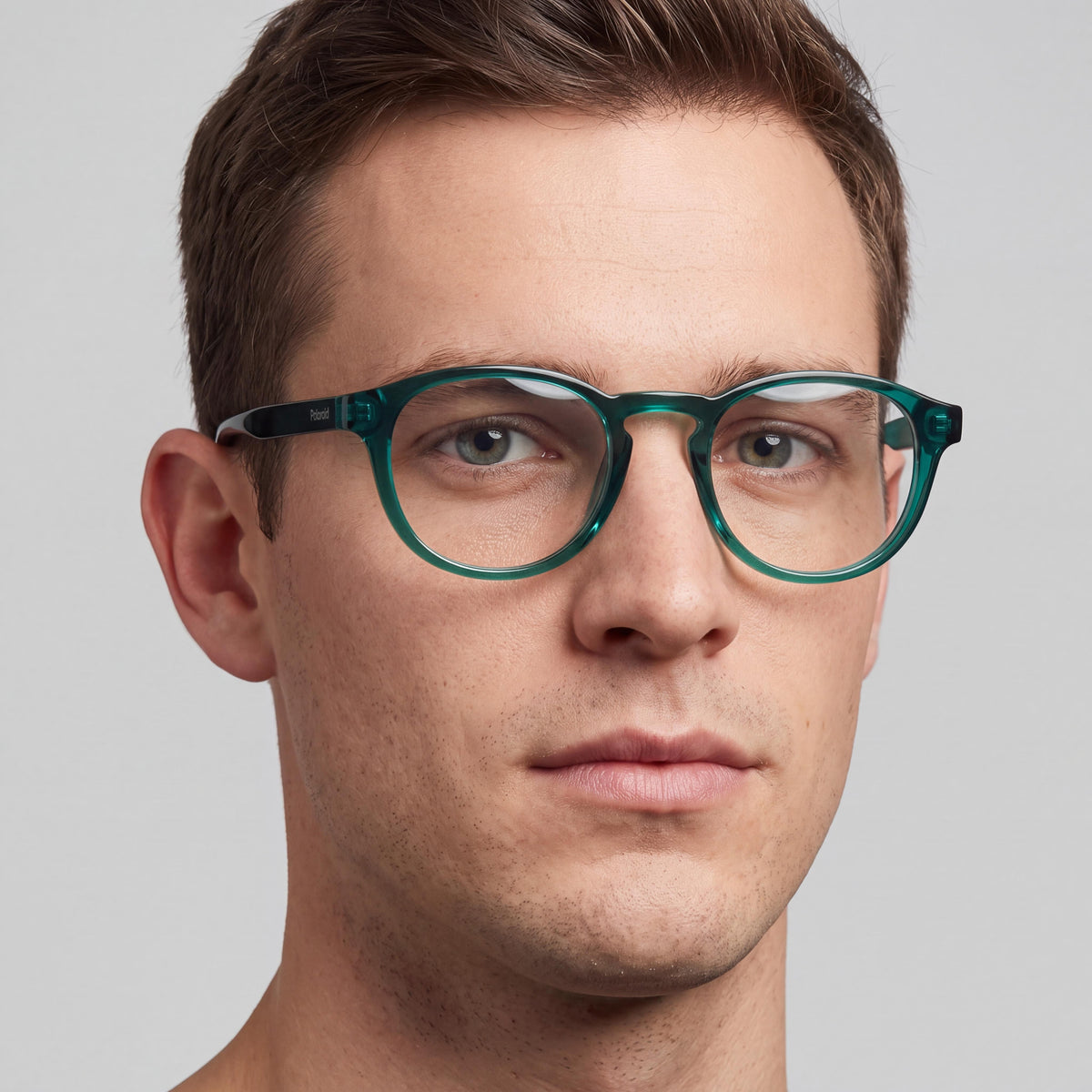 Polaroid Pld D452 Men's Square Full Rim Eyeglasses with Injected Green Frame and Polycarbonate Lenses 50mm, Photo 3