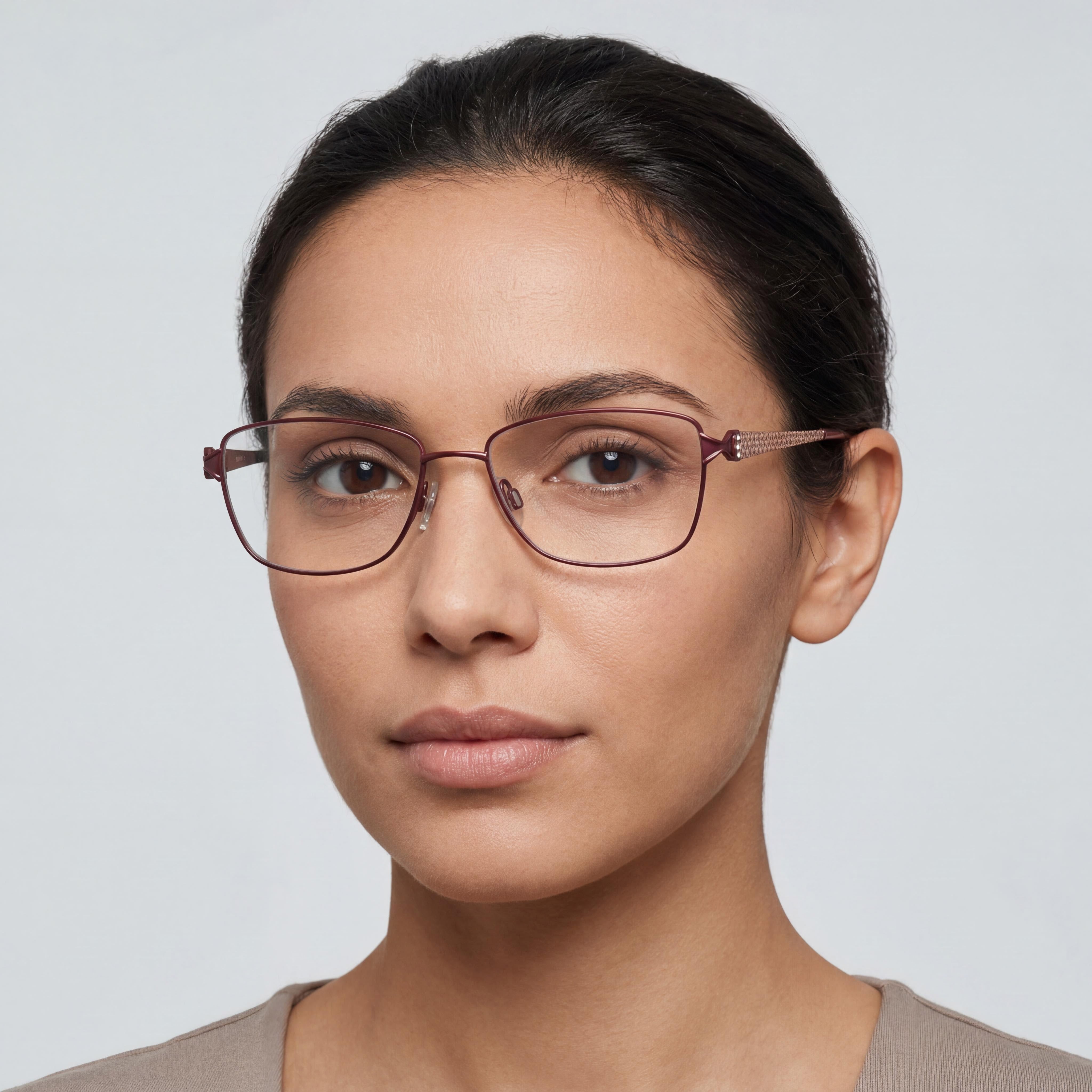 Flexon Lana Women's Polarized Eyeglasses with Burgundy Metal Frame, Polycarbonate Lenses, Lens Width 55mm, Photo 4