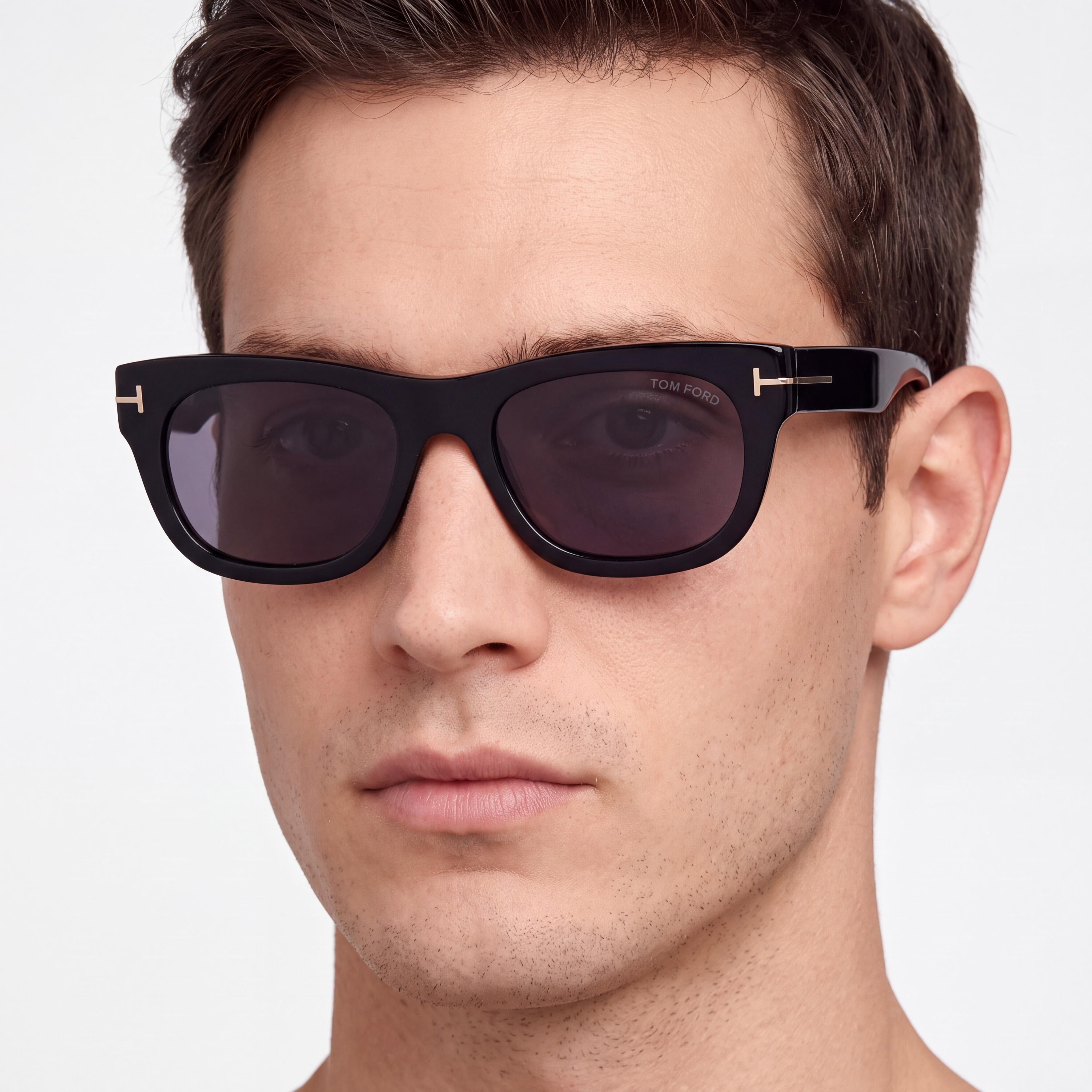 Tom Ford Marshall FT1334 Men's Rectangular Black Acetate Non-Polarized Smoke 100% UV Protection 54mm, Photo 4