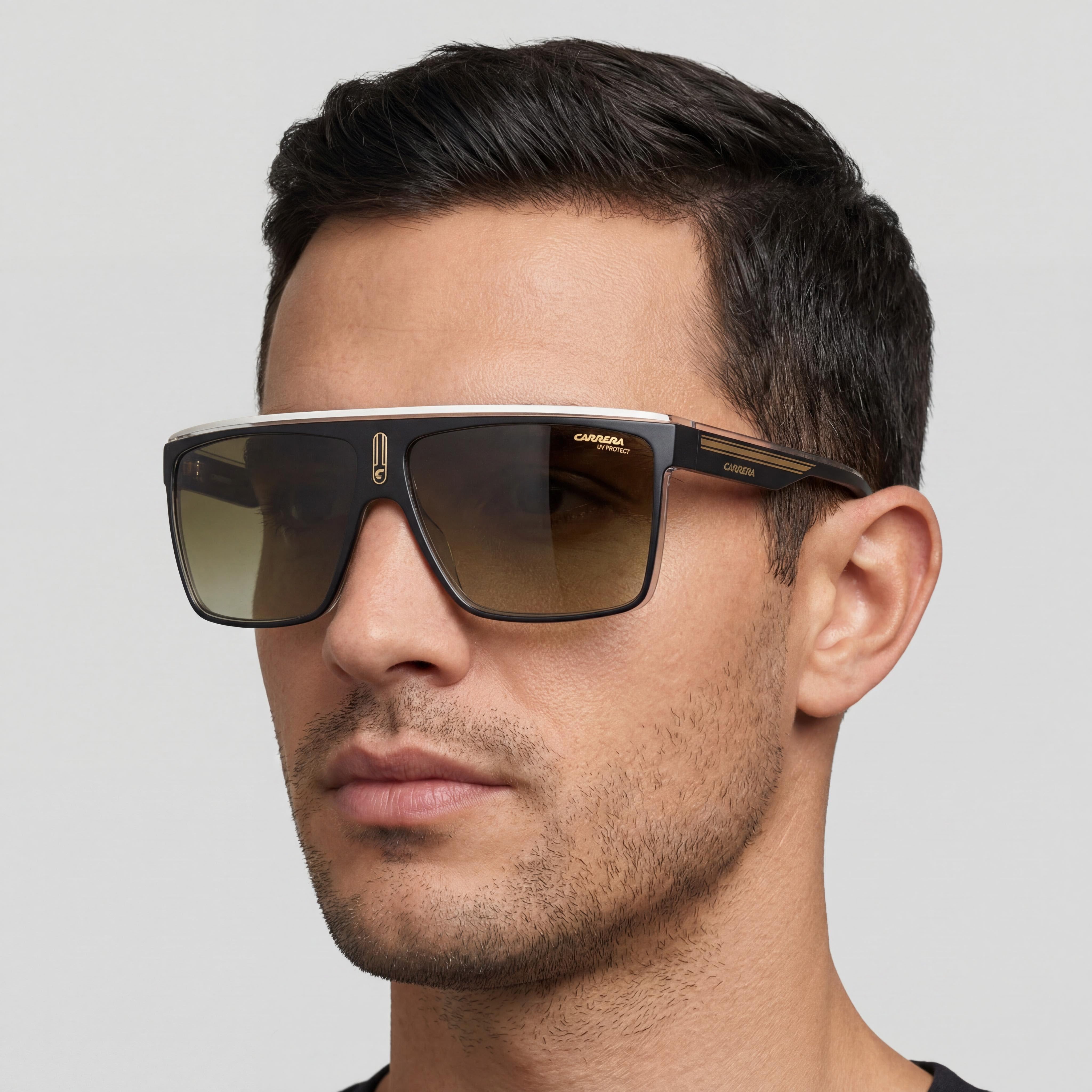 Carrera 22/N Men's Black Gold Polyamide Frame, Brown Shaded Lenses, UV Protection Sunglasses 63mm, Photo 4