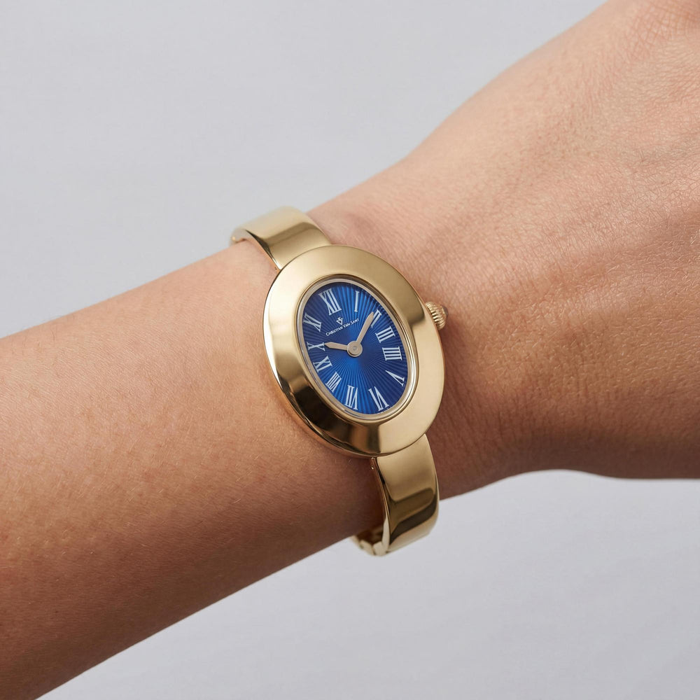 Reloj Christian Van Sant Anora CV4337 para mujer, de acero inoxidable azul, con movimiento de cuarzo y resistente al agua hasta 3 ATM.