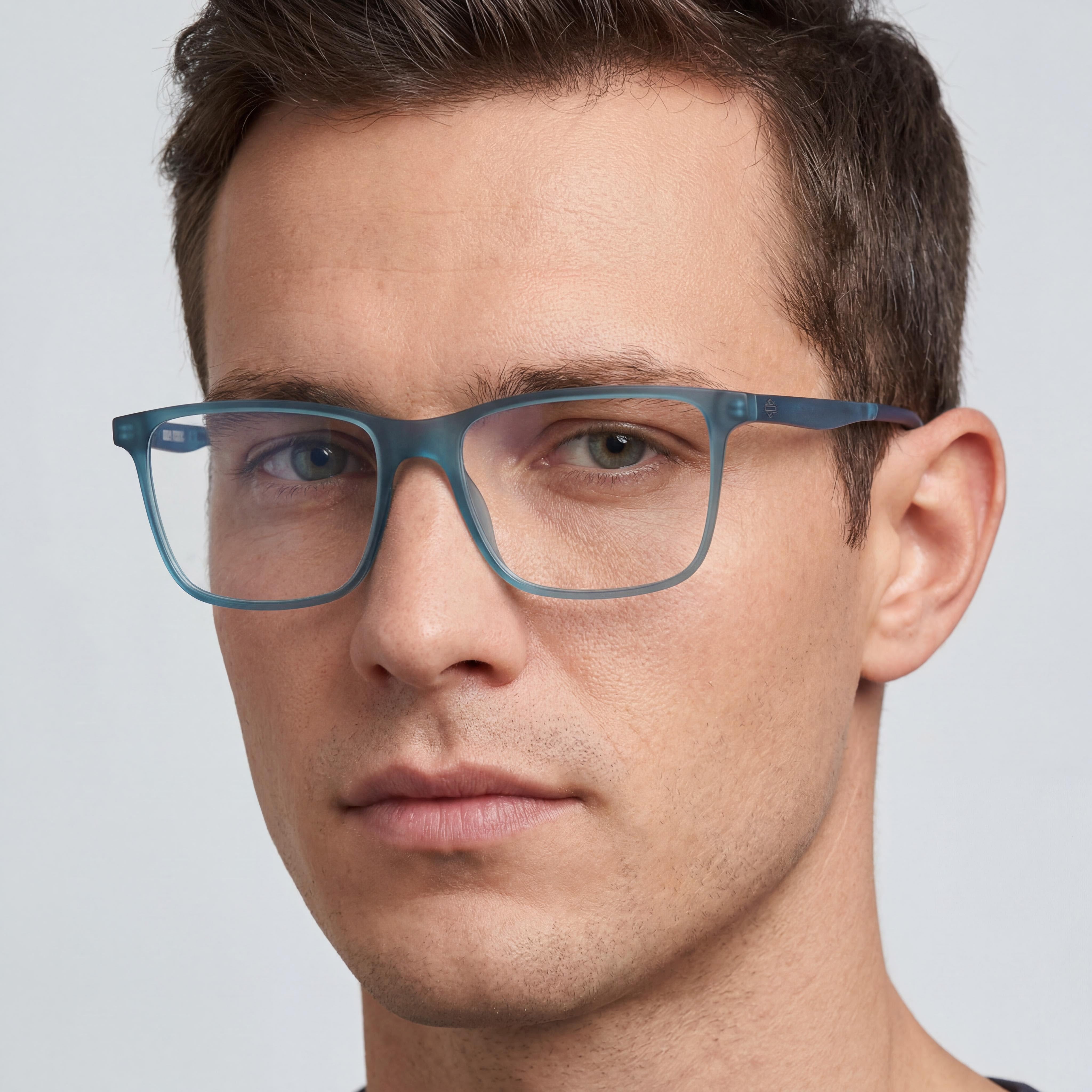 Harley-Davidson Matte Blue Rectangle Eyeglasses for Men, Photo 4