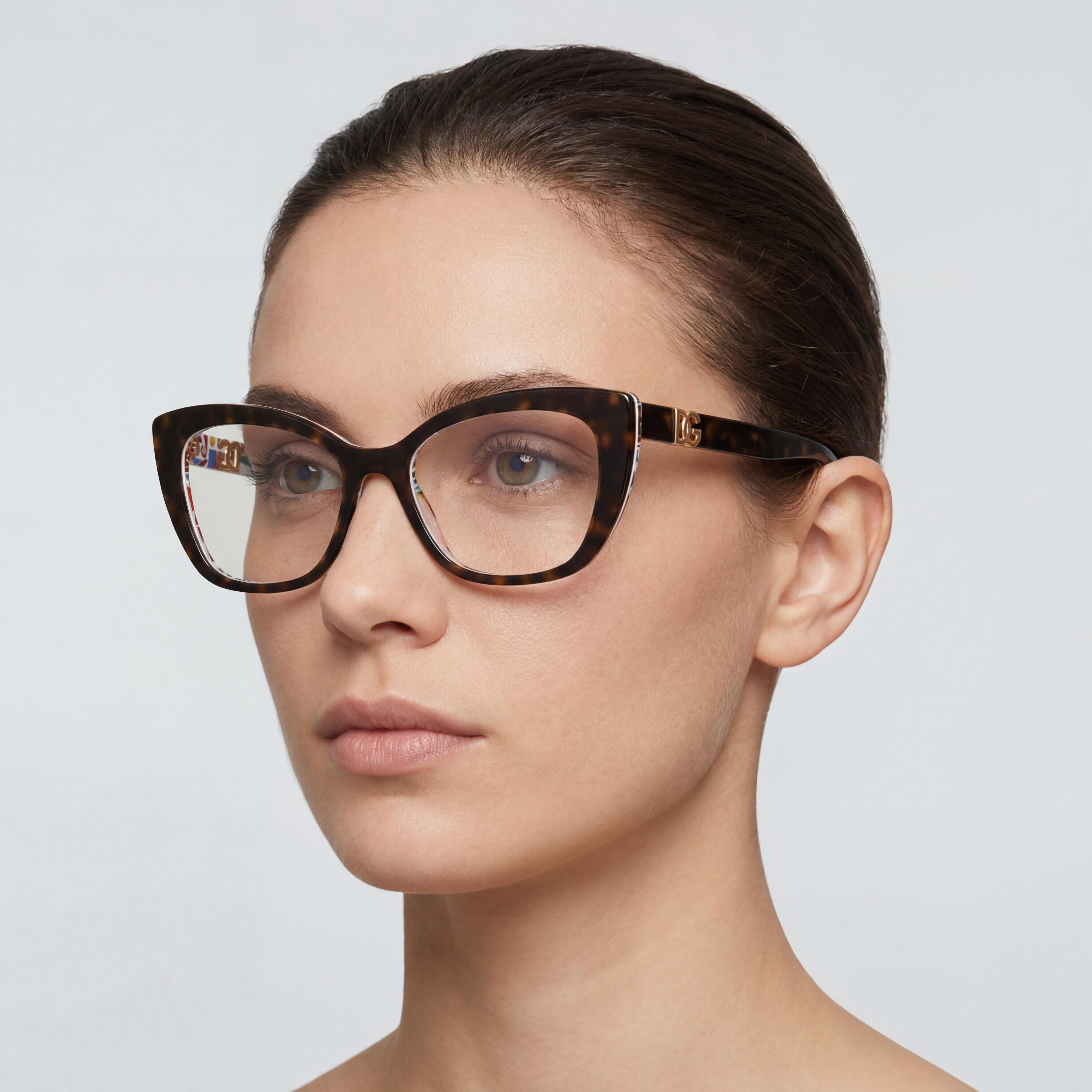 Montura óptica de mujer clásica Dolce & Gabbana Carey con lentes de plástico, puente 18mm, patillas 145mm, Photo 3
