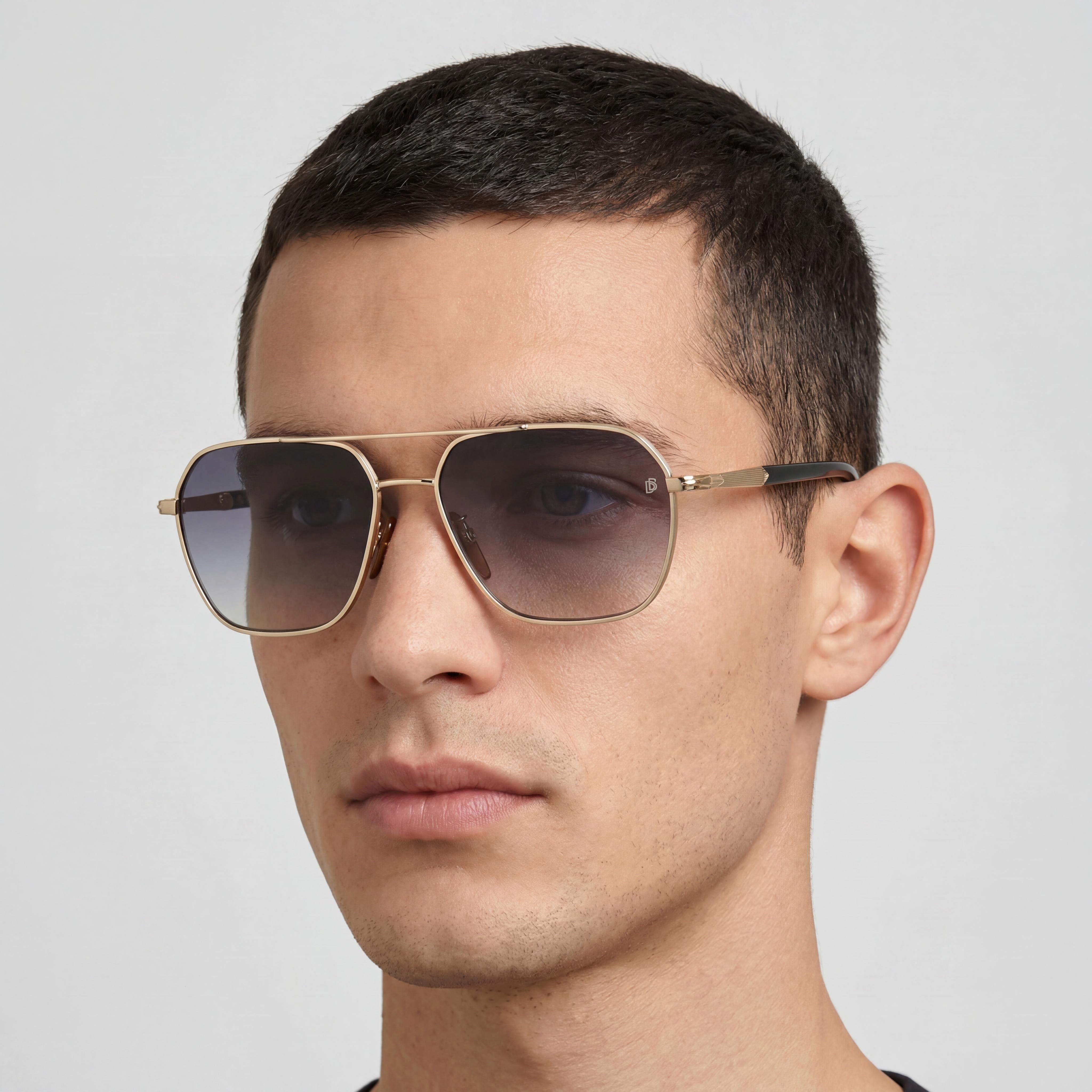 David Beckham Contemporary Unisex Gold Black Metal Frame Dark Grey Shaded Non-Polarized UV Protection Sunglasses 59mm, Photo 5