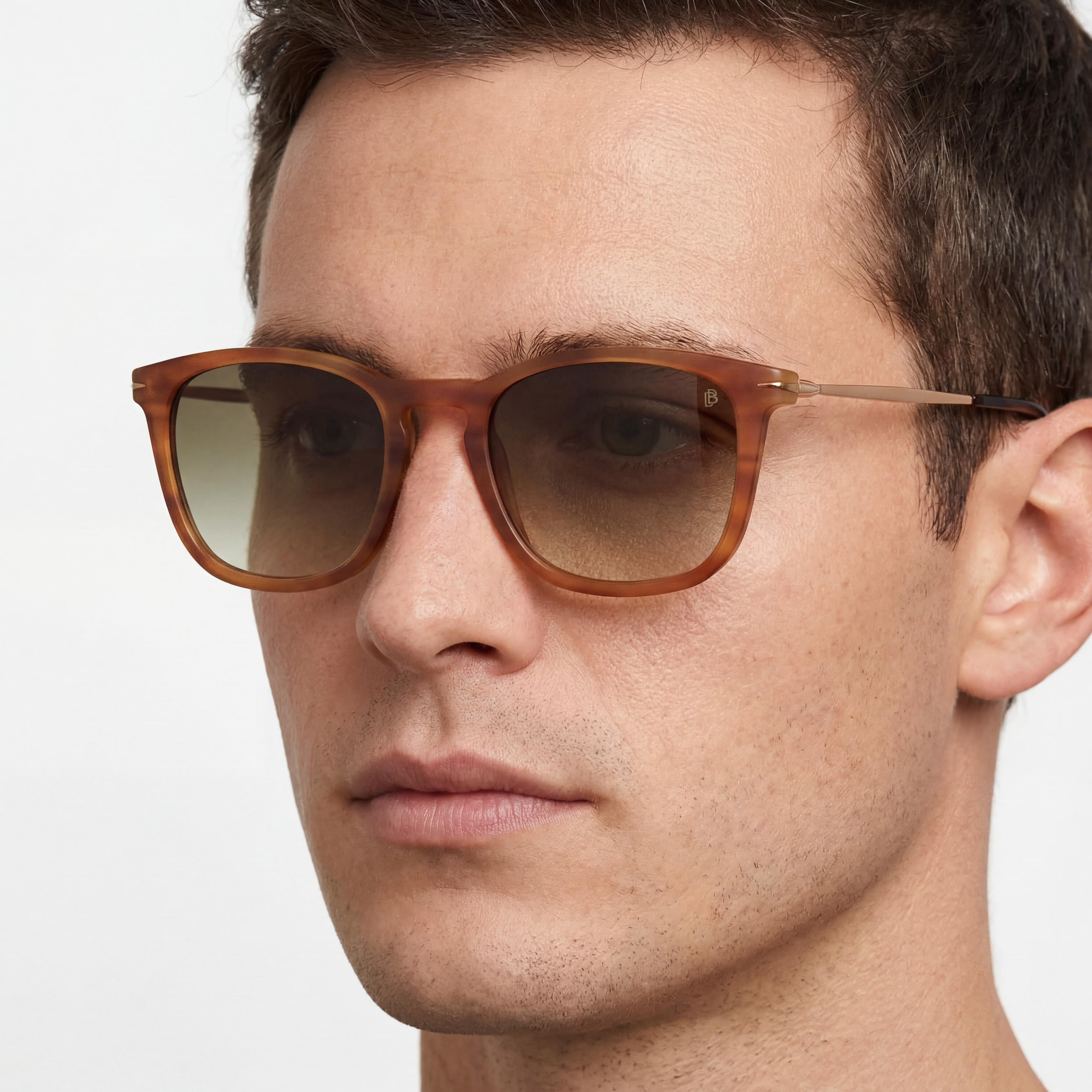 David Beckham DB 1034/S Gafas de sol casuales para hombre, acetato dorado/marrón, no polarizadas, protección UV, 53 mm, Photo 5