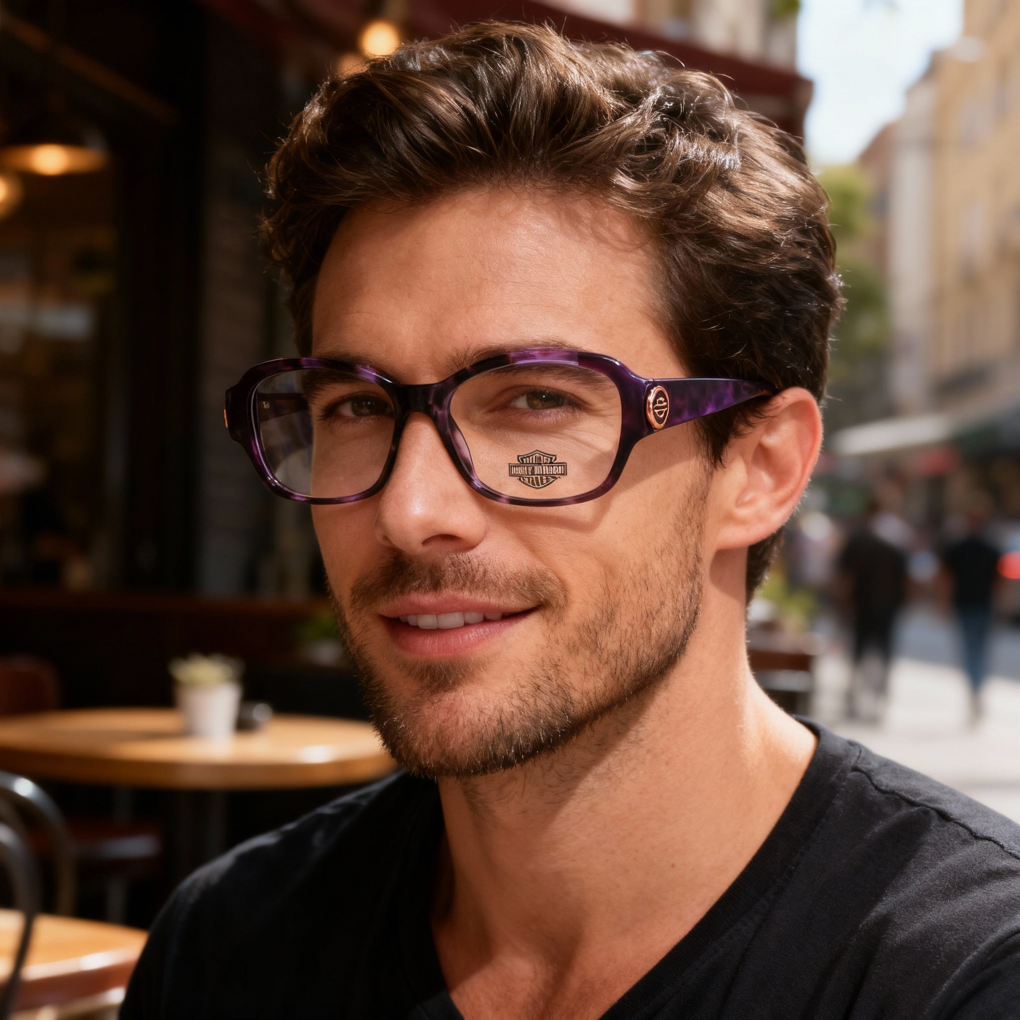 Harley-Davidson Hd0567 Men's Plastic Violet Eyeglasses Frame with Polarized Clear Polycarbonate Lenses 51-16-145mm, Photo 6