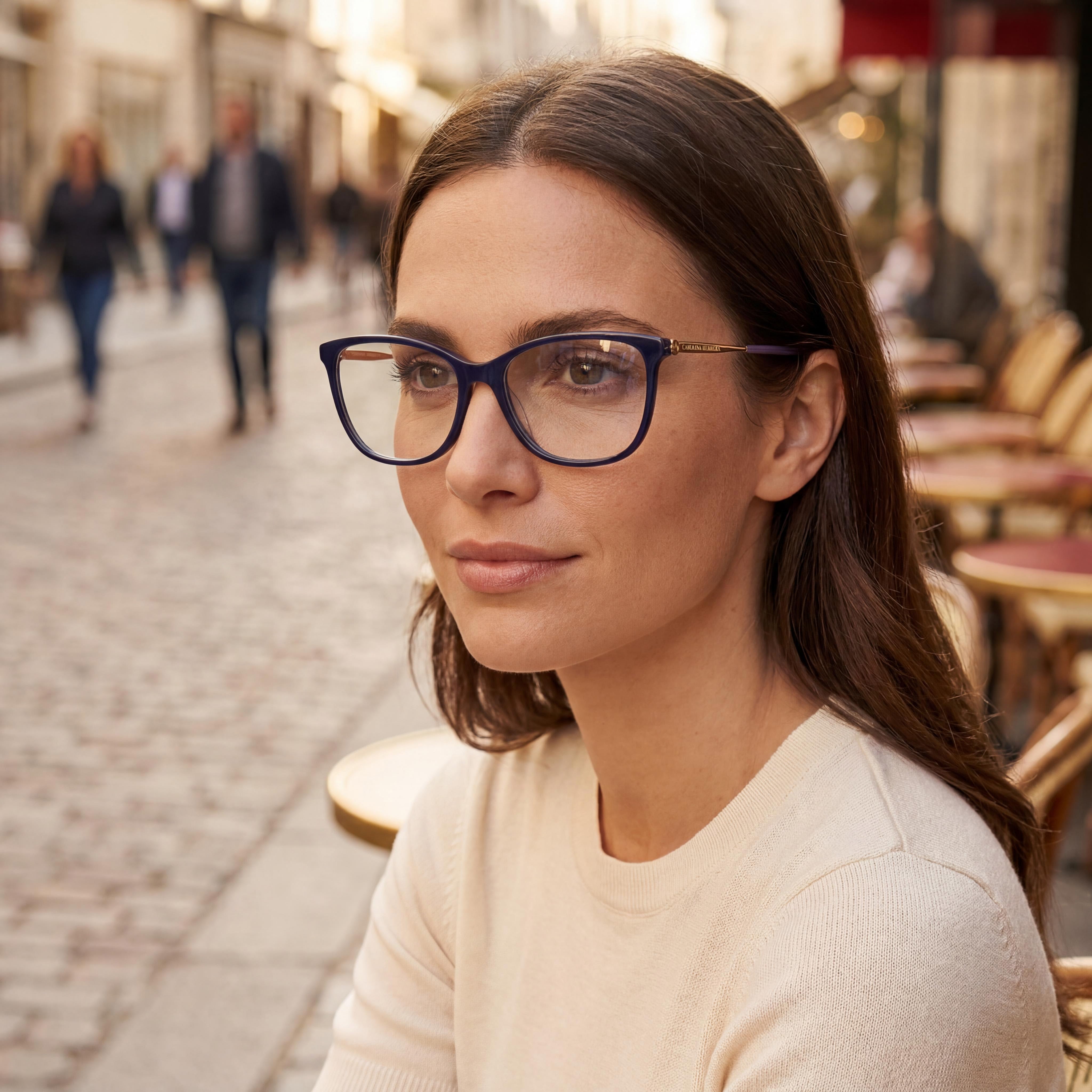 Carolina Herrera Classic Women's Blue Gold Plastic Non-Polarized Multicolor Lens Sunglasses 54mm, Photo 6
